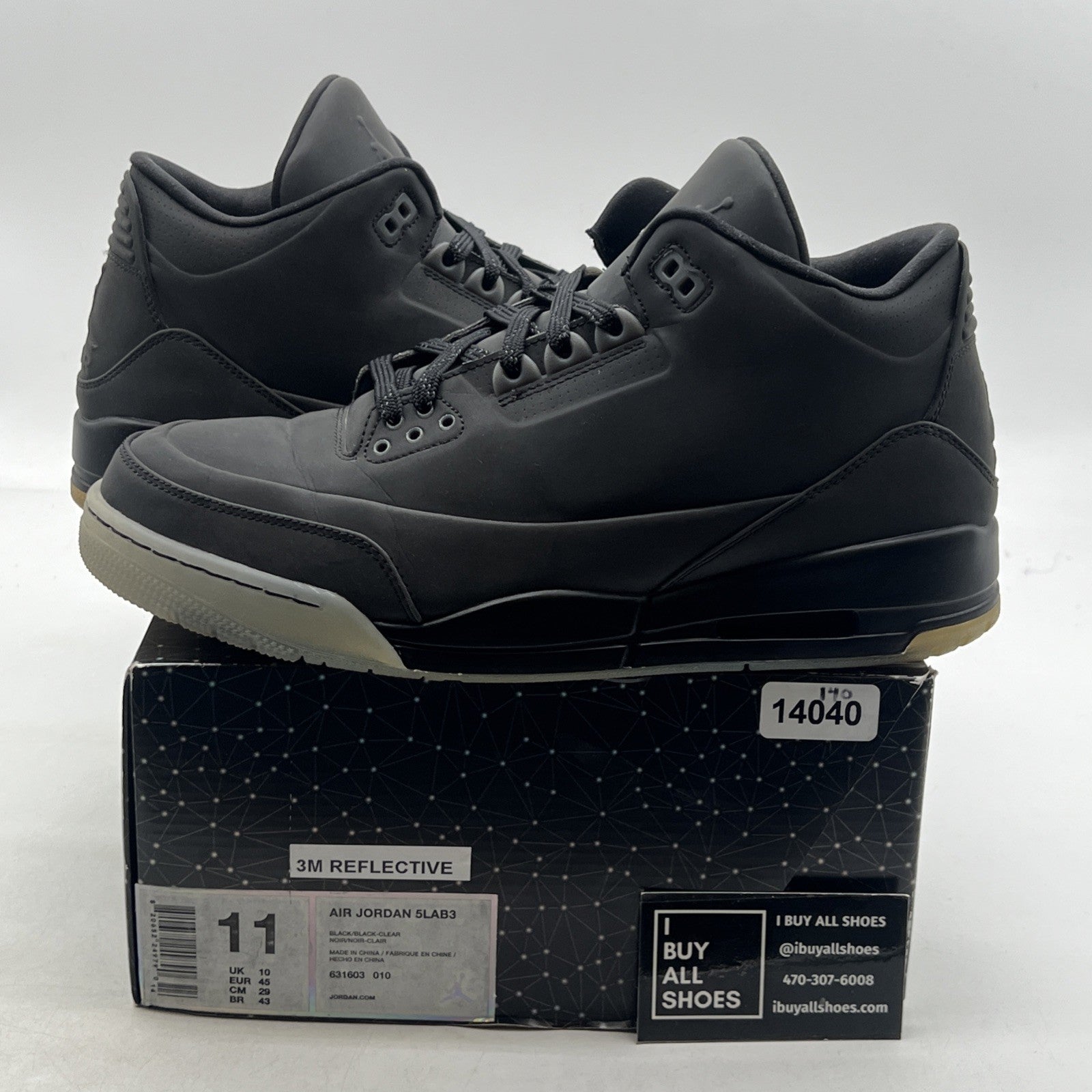 Size 11 - Air Jordan 3 5Lab3 Reflective Black (631603-010)