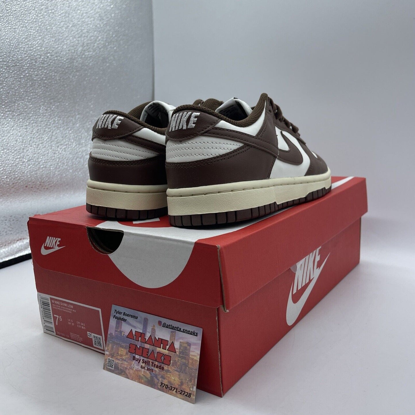 Size 7.5W - Nike Dunk Low Cacao Wow Brown White Leather (DD1503-124)