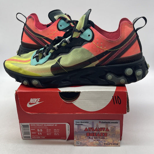 Size 9.5 - Nike React Element 87 Hyper Fusion Pink Yellow Black (AQ1090-700)