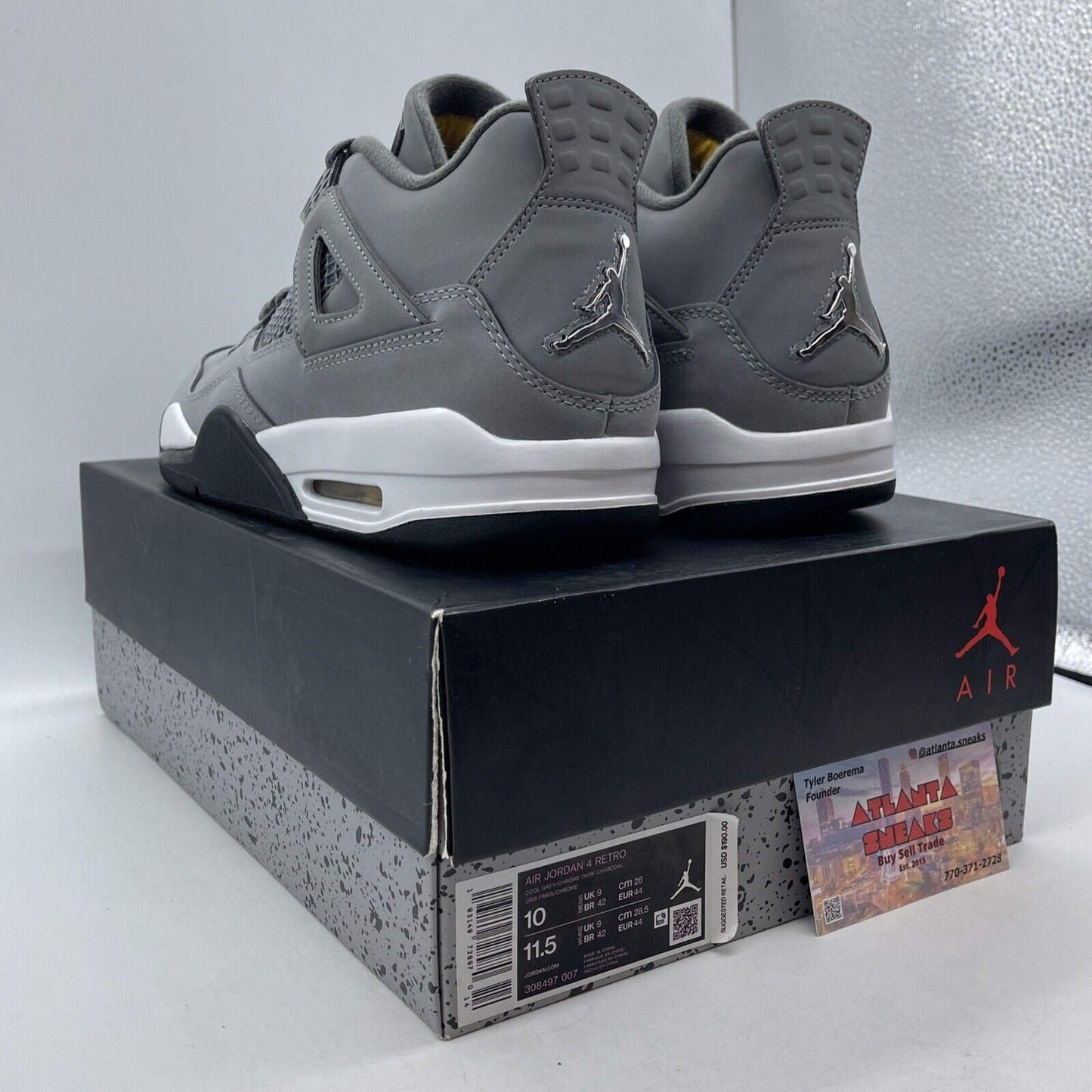 Size 10 - Jordan 4 Retro Low Cool Grey White Black Silver Suede (308497-007)