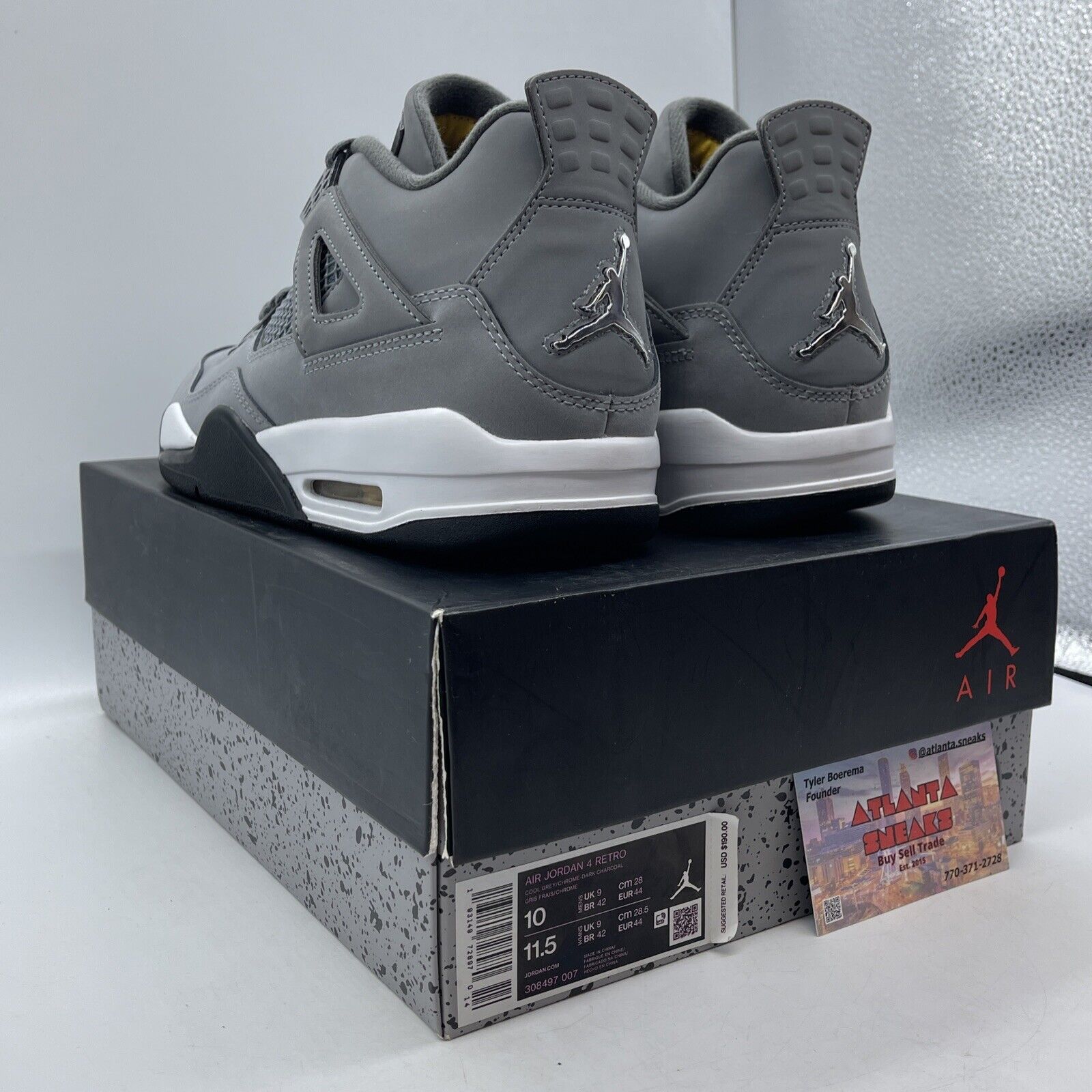 Size 10 - Jordan 4 Retro Low Cool Grey White Black Silver Suede (308497-007)