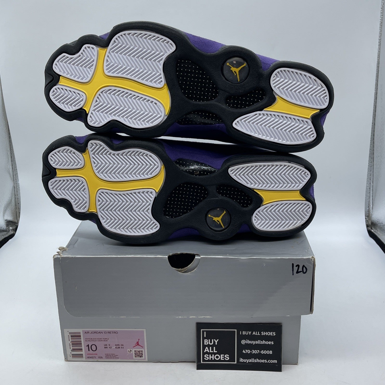 Size 10 - Air Jordan 13 Retro Lakers Purple White Suede Leather (414571-105)