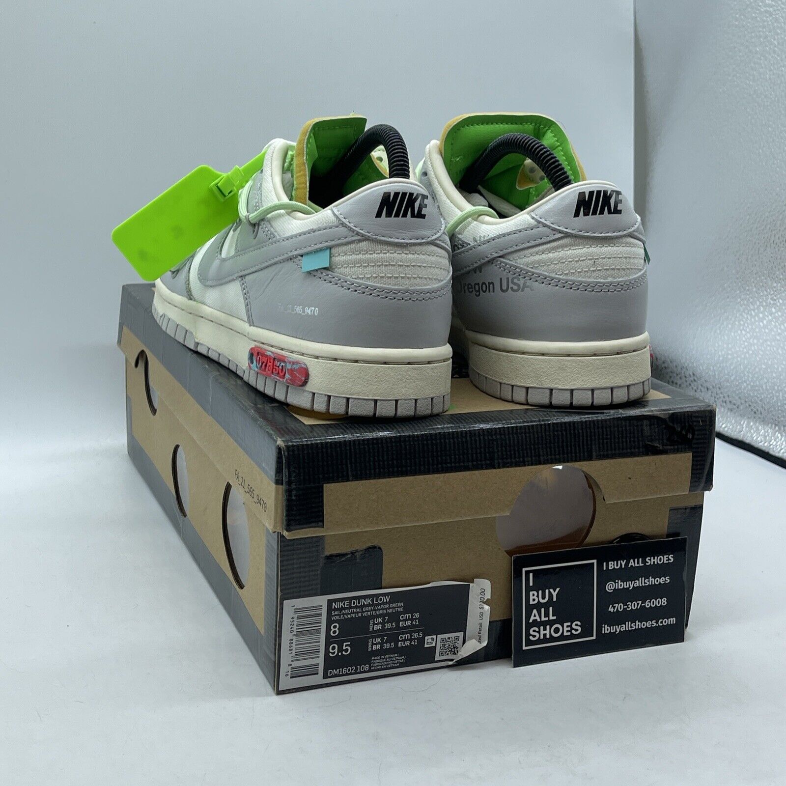 Size 8 - Nike Off-White x Dunk Low Lot 07 of 50 Grey White Suede (DM1602-108)