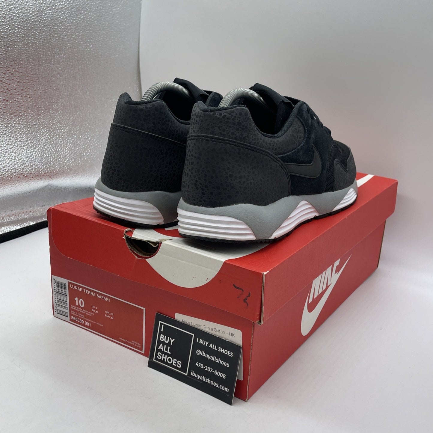 Size 10 - Nike Lunar Terra Safari Black Grey Suede (585389-001)