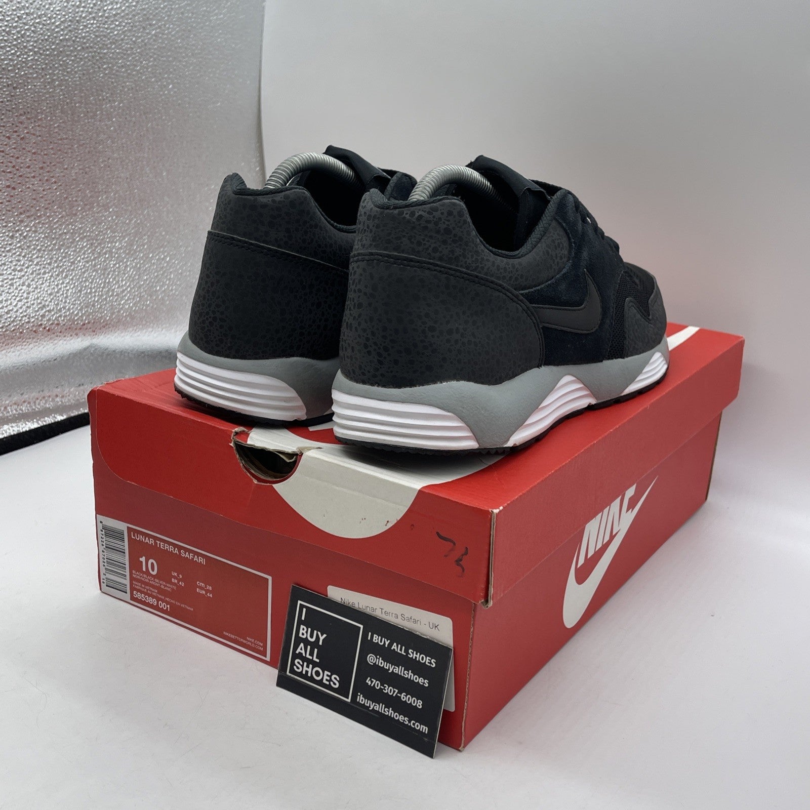 Size 10 - Nike Lunar Terra Safari Black Grey Suede (585389-001)