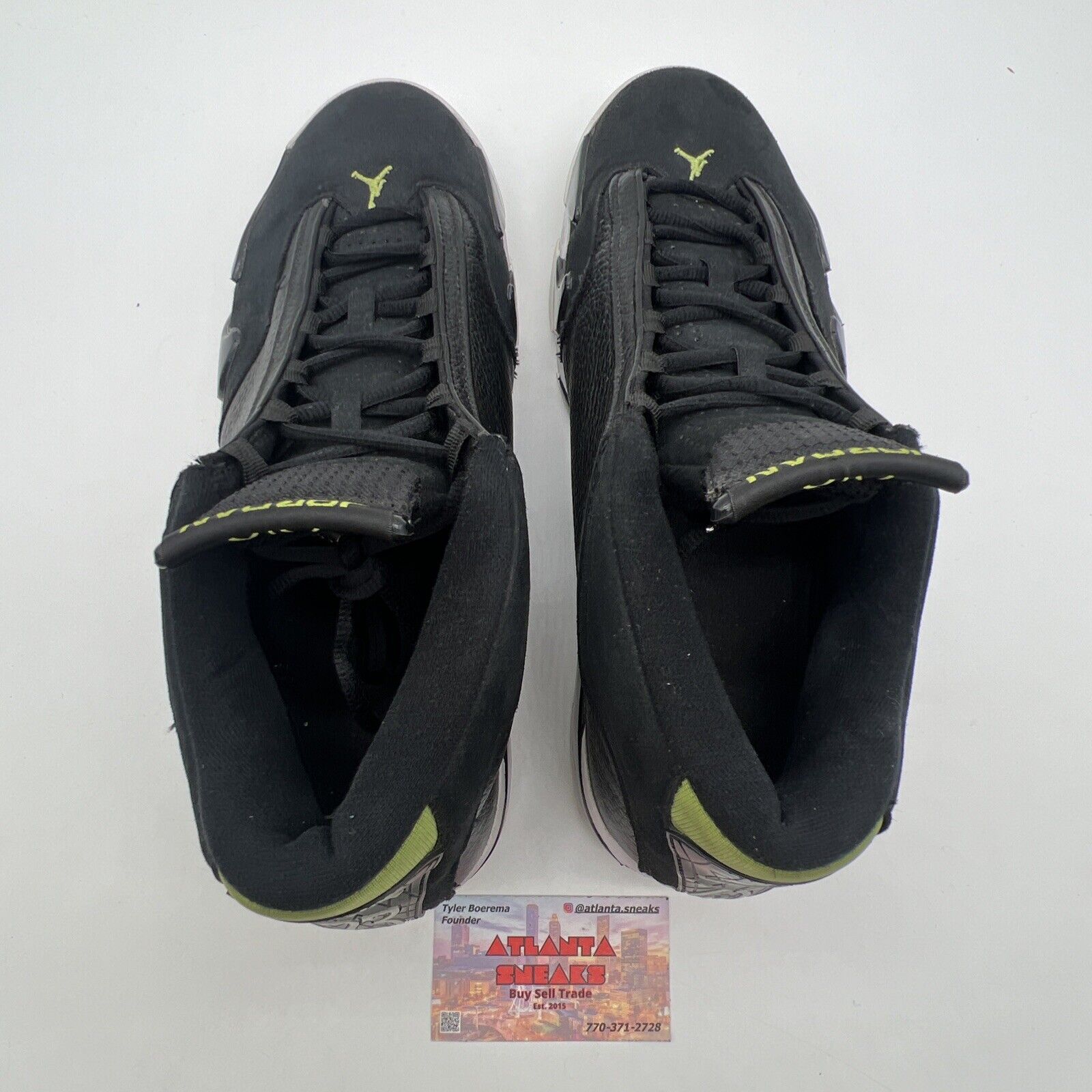 Size 12 - Air Jordan 14 Retro 2016 Indiglo Black White Green (487471-005)