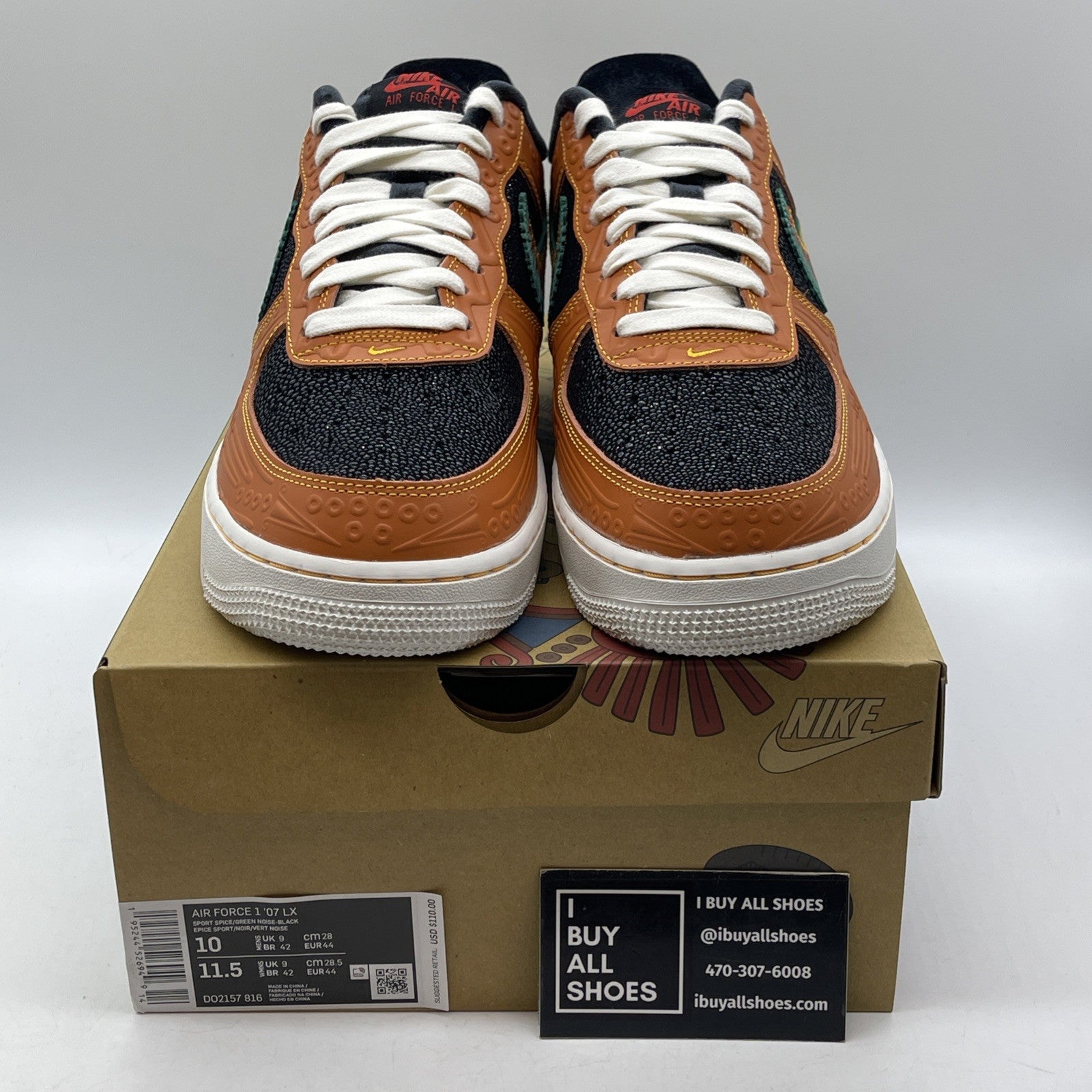 Size 10 - Nike Air Force 1 '07 LX SiEMPRE Familia Orange Black (DO2157-816)