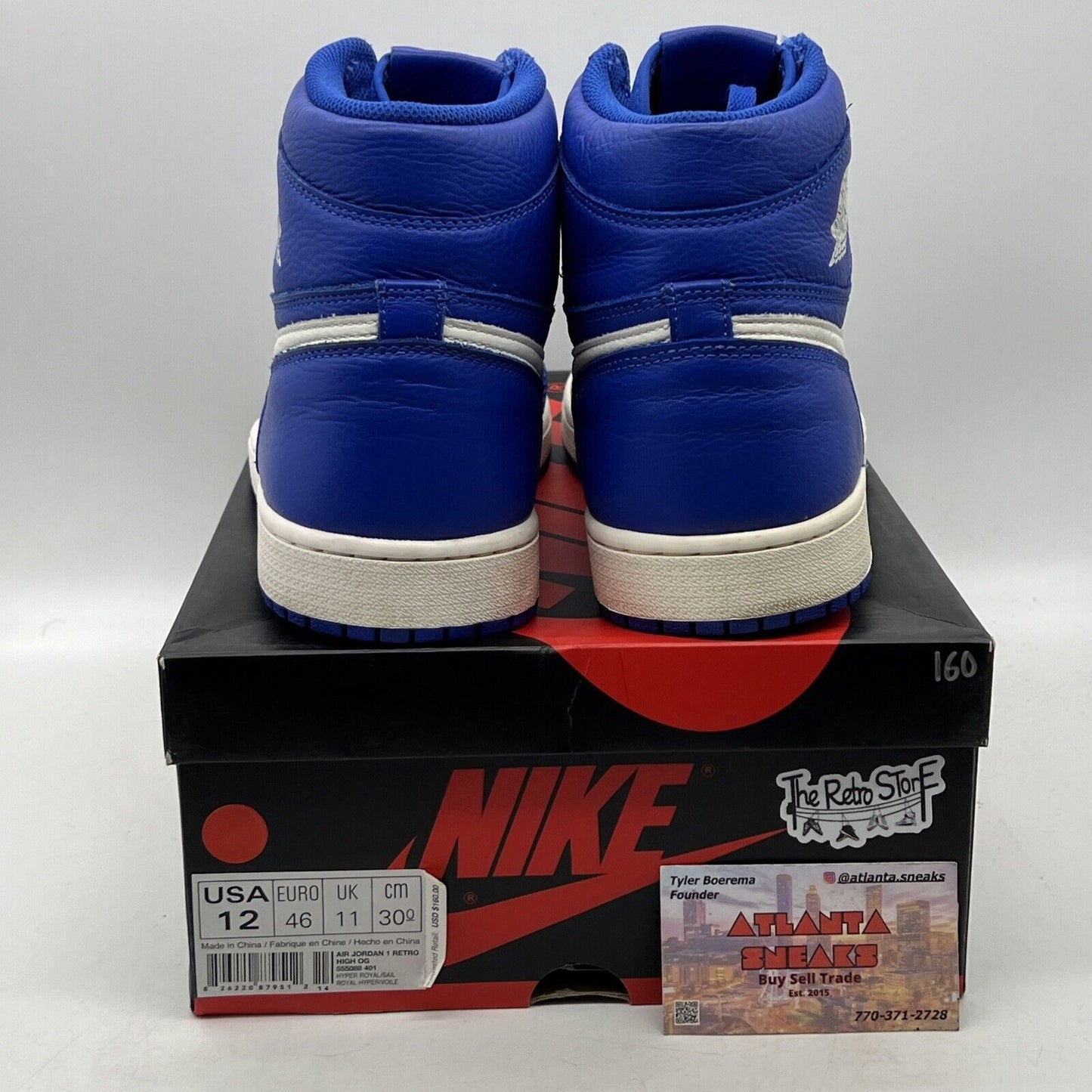 Size 12 - Air Jordan 1 Retro OG High Hyper Royal Blue White Leather (555088-401)