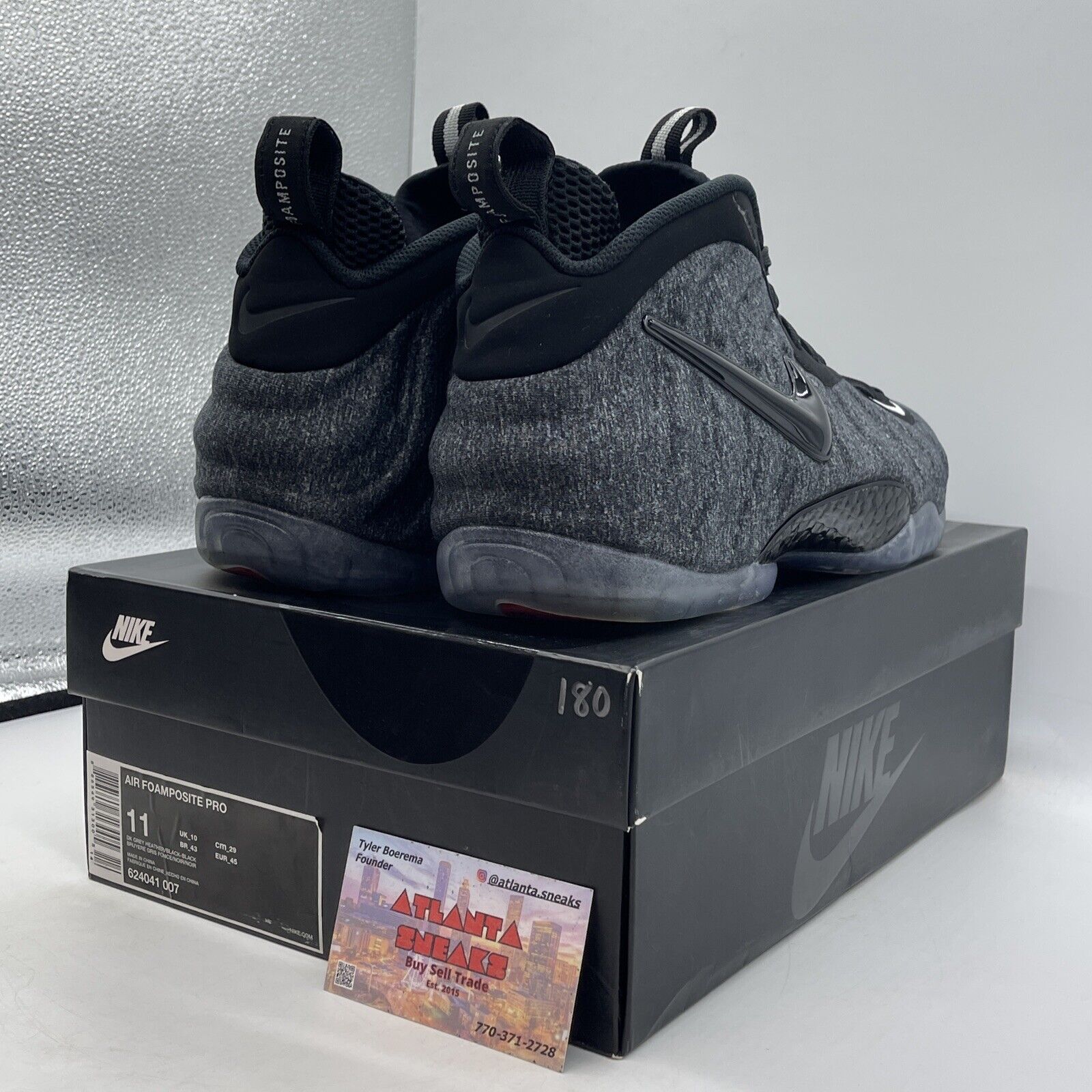 Size 11 - Nike Air Foamposite Pro Wool Fleece Grey Black Suede (624041-007)