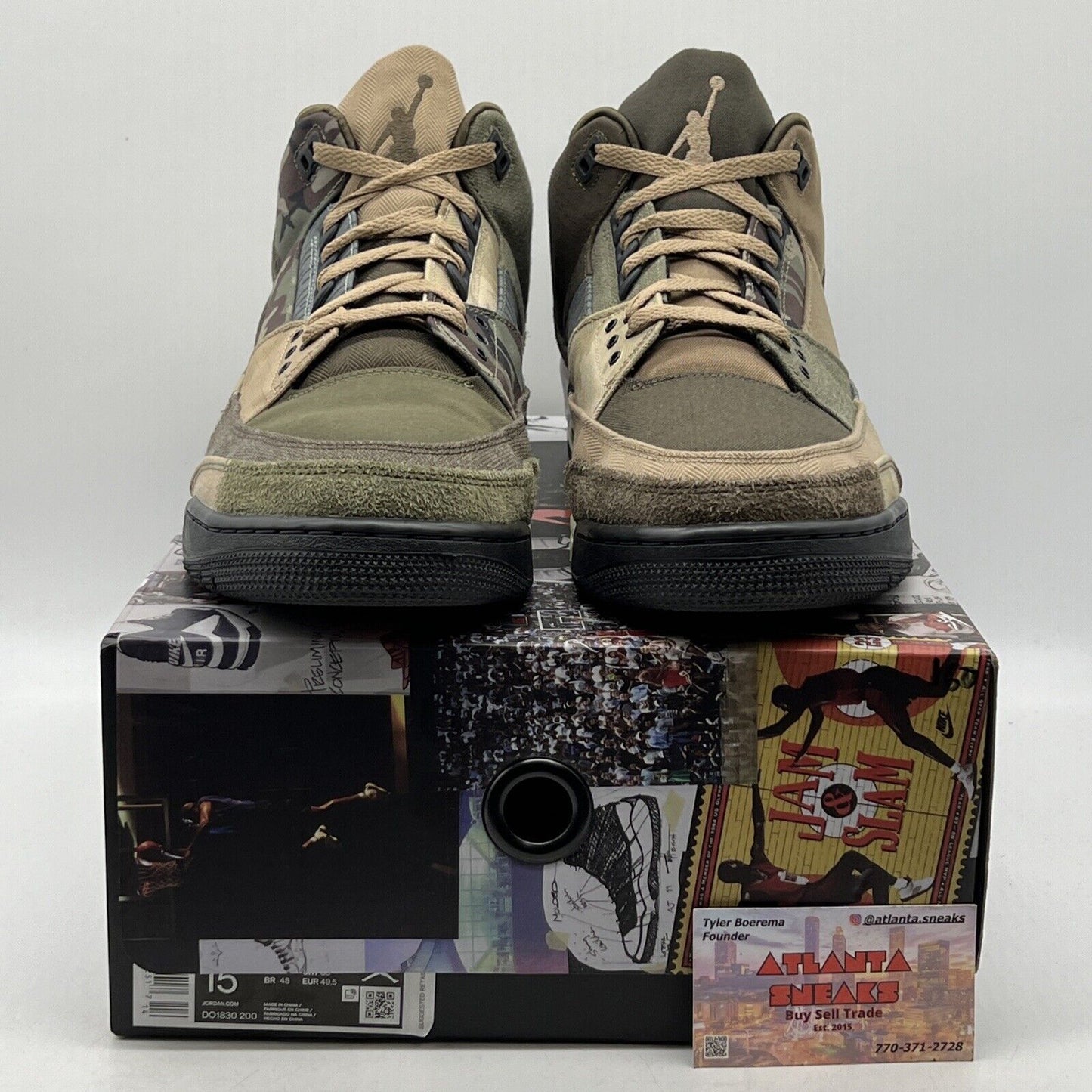 Size 15 - Jordan 3 Retro Patchwork 2021 Green Black Tan Suede (DO1830-200)