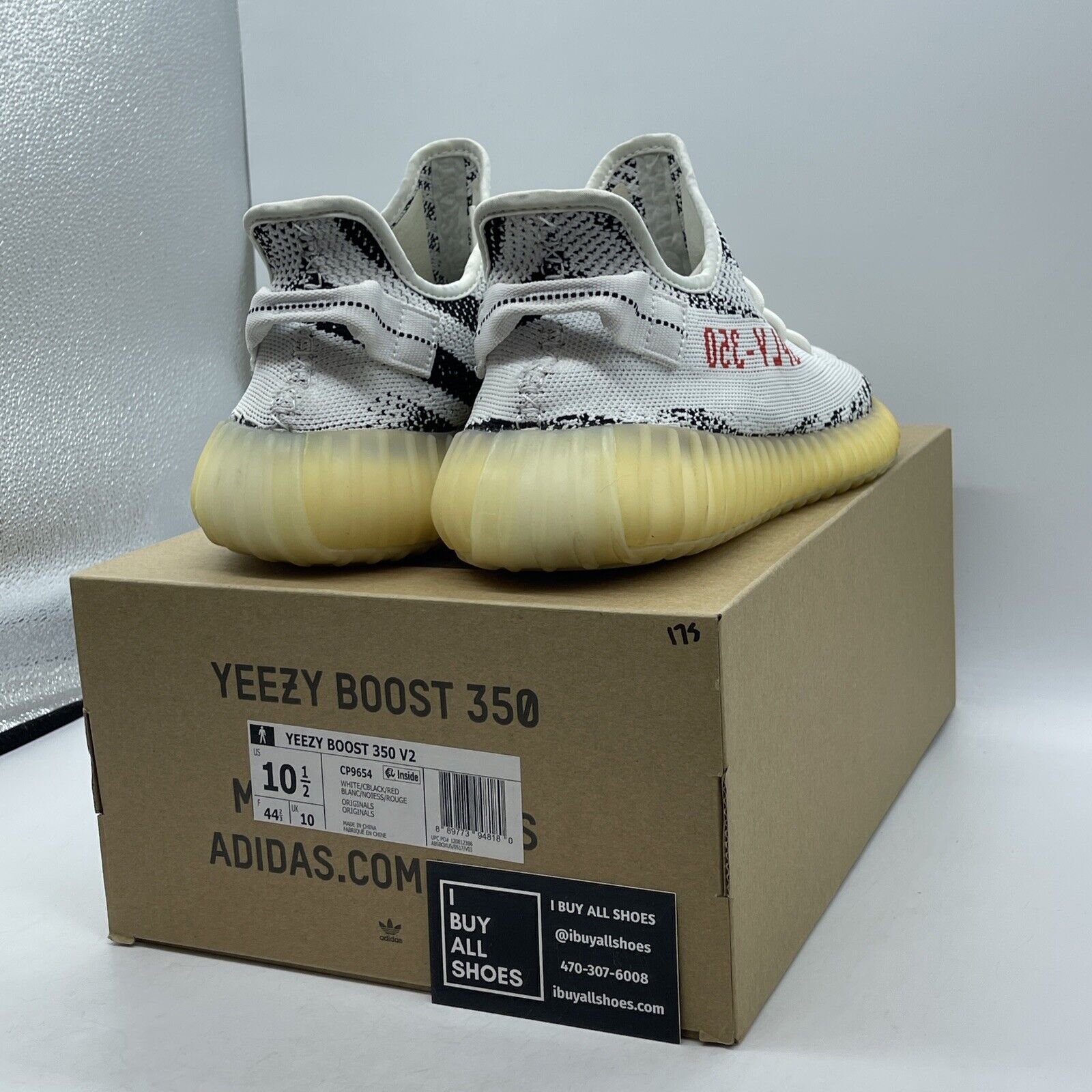 Size 10.5 - adidas Yeezy Boost 350 V2 Low Zebra Black White Red Suede (CP9654)