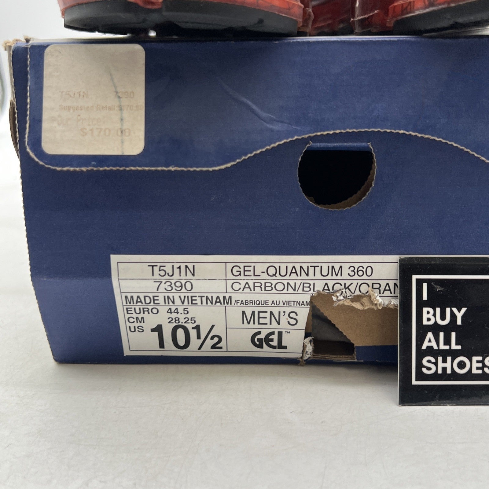 Size 10.5 - Asics Gel-Quantum 360 Mens Running Shoes Orange Black (T5J1N-7390)