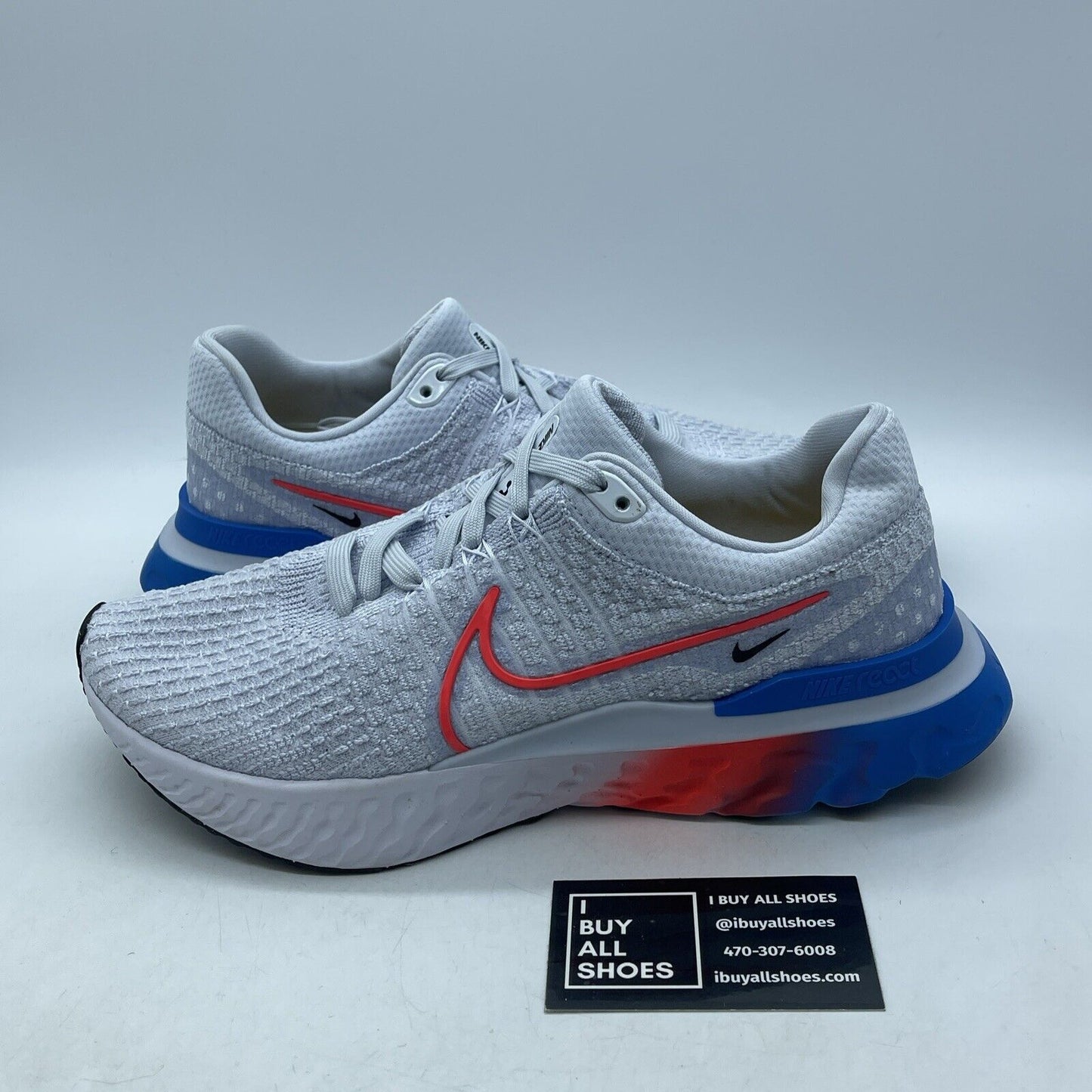 Size 11W - Nike React Infinity Run Flyknit 3 Grey Bright Crimson (DV2178-001)