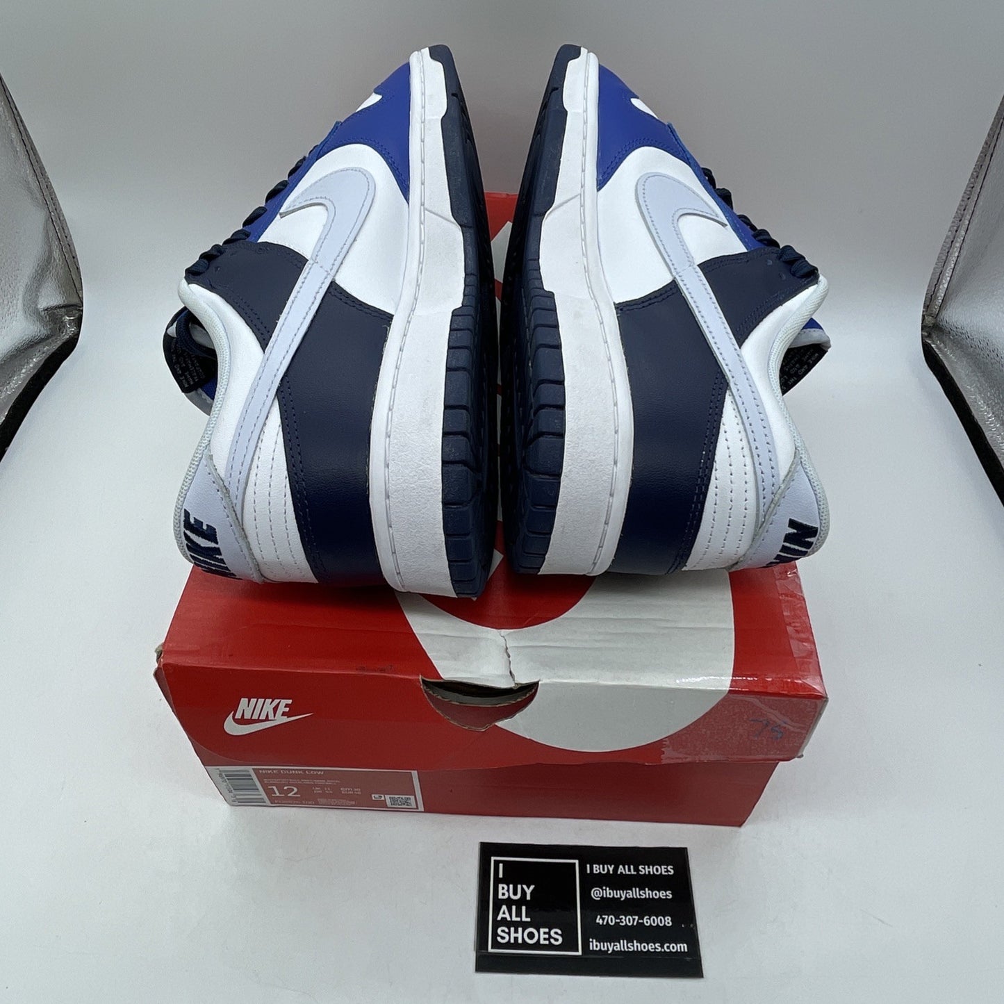 Size 12 - Nike Dunk Low Game Royal Navy Blue White Leather (FQ8826-100)