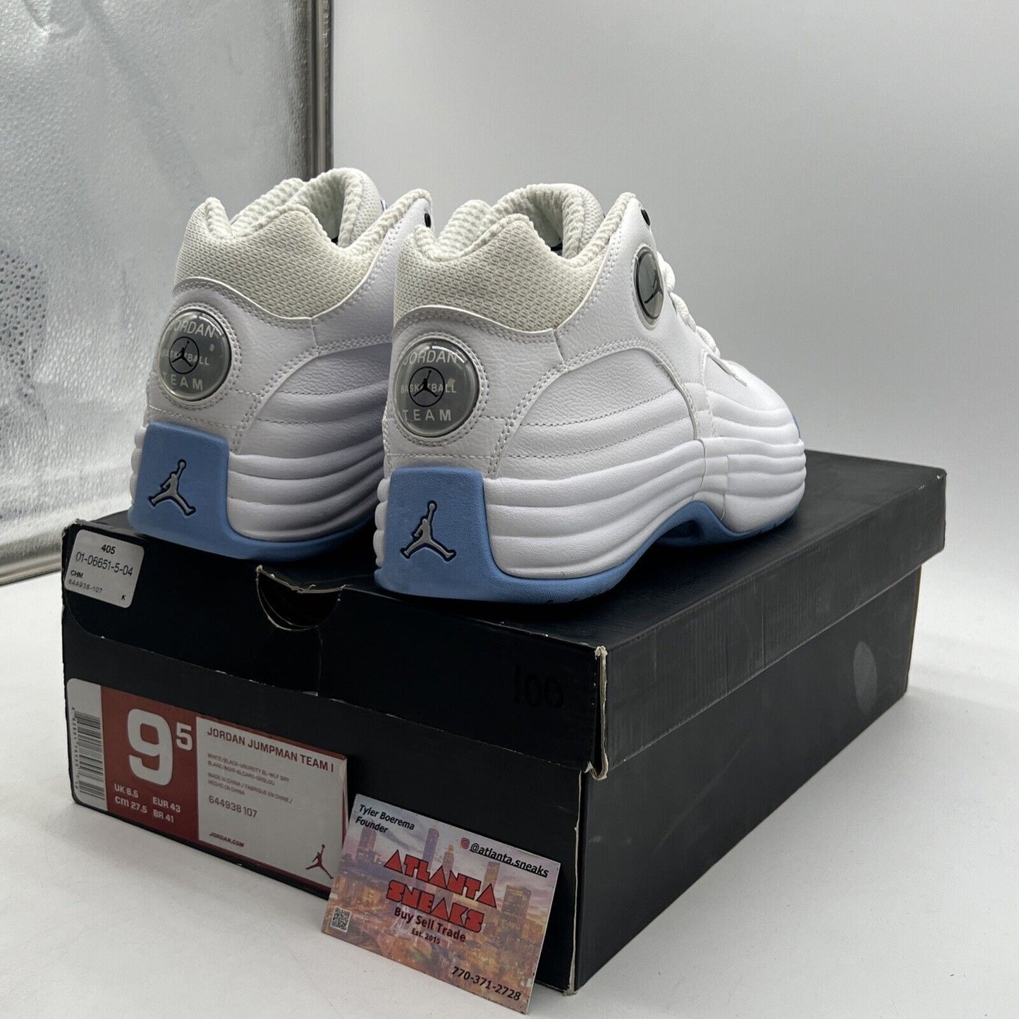 Size 9.5 - Jordan Jumpman Team 1 White University Blue Leather (644938-107)