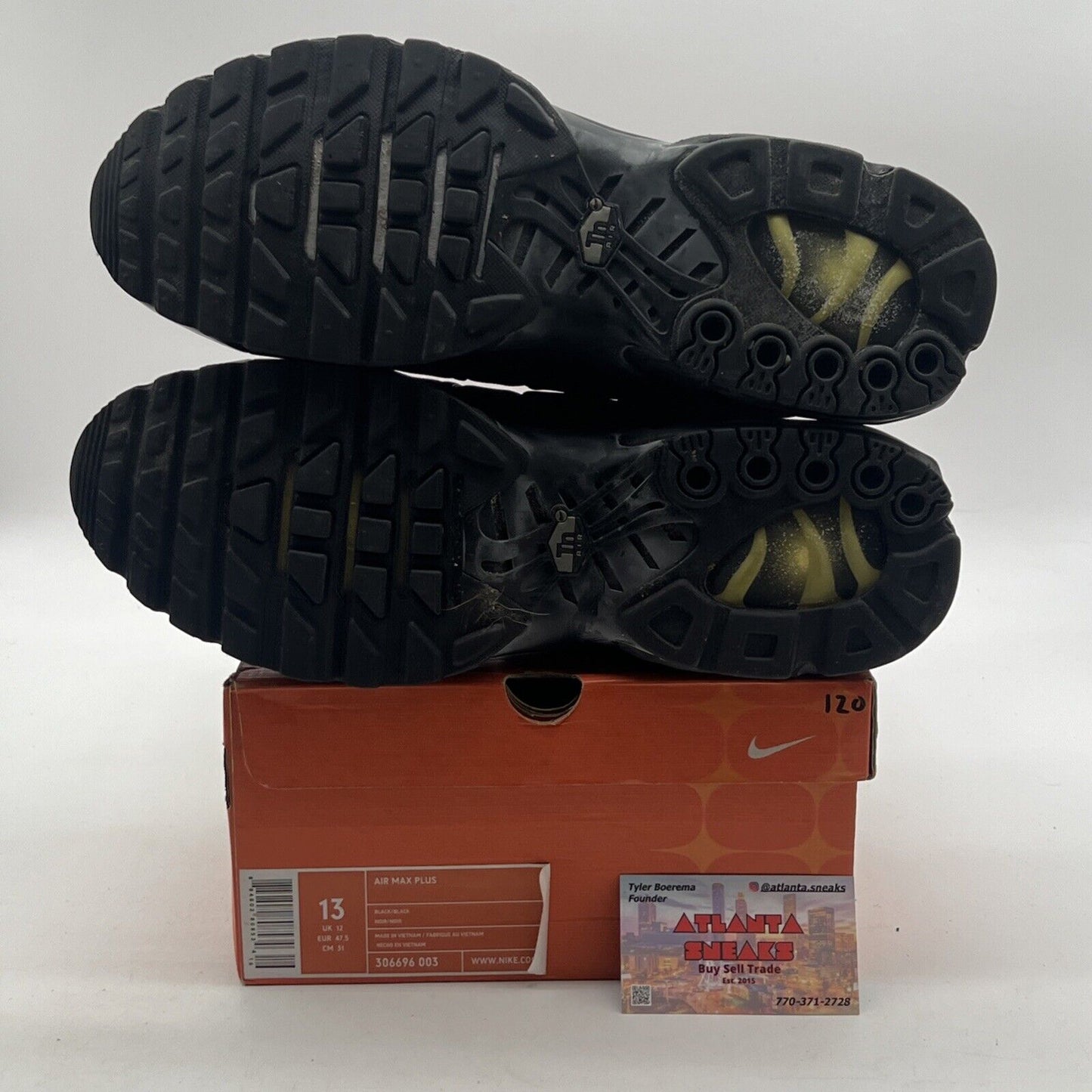 Size 13 - Nike Air Max Plus Low Triple Black Running (306696-003)