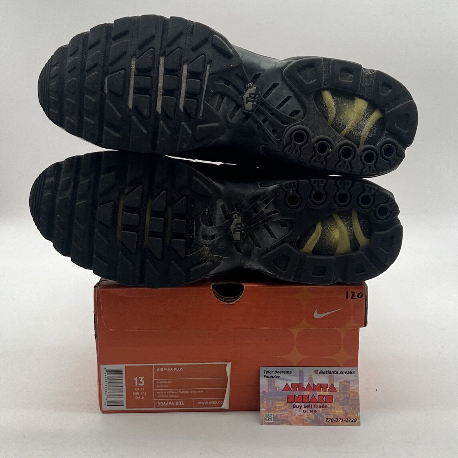 Size 13 - Nike Air Max Plus Low Triple Black Running (306696-003)