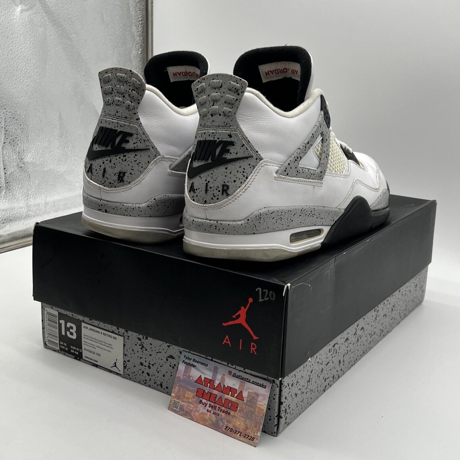 Size 13 - Jordan 4 Retro OG Mid White Cement Black Grey Leather (840606-192)