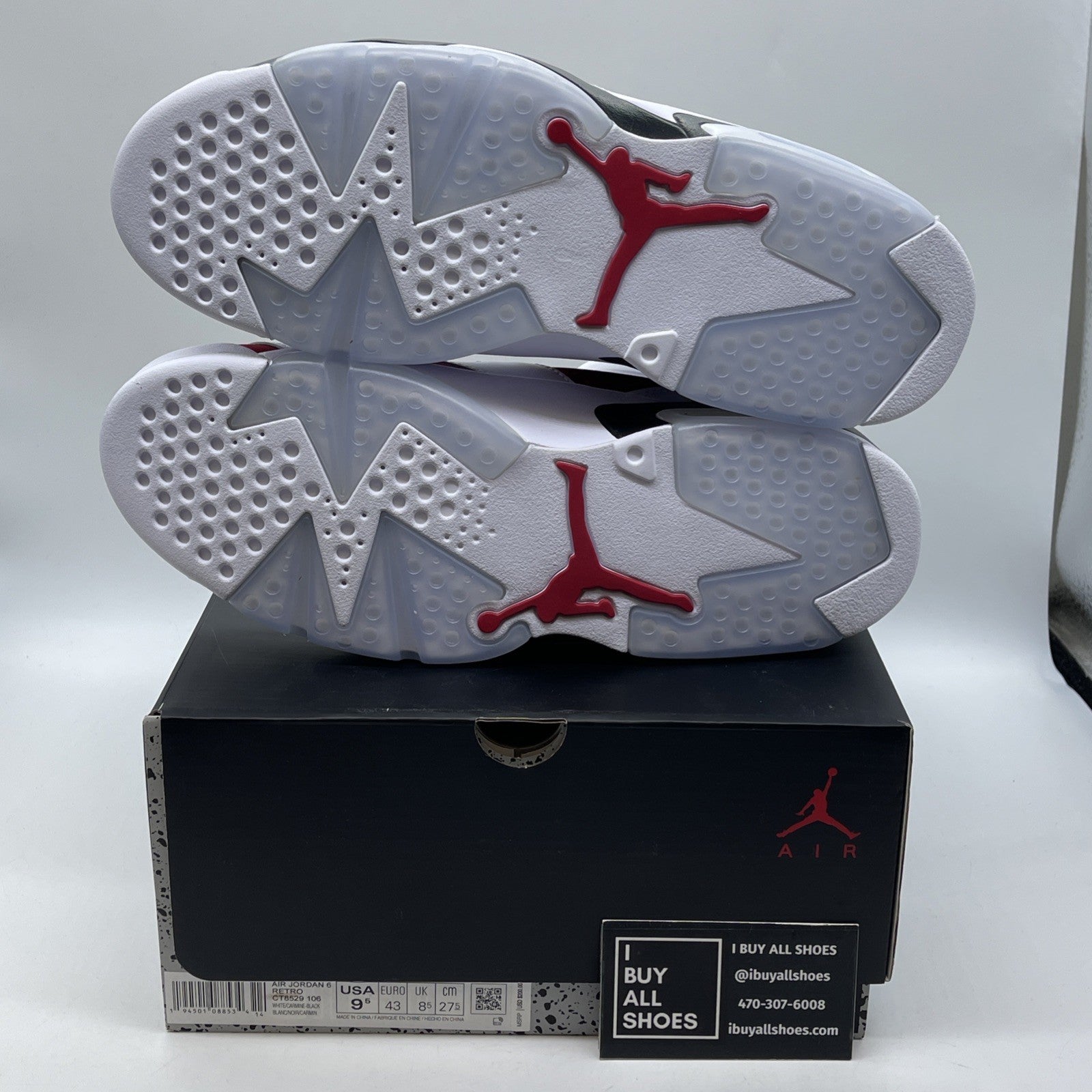 Size 9.5 - Jordan 6 Retro OG Mid Carmine Red White Leather Suede (CT8529-106)