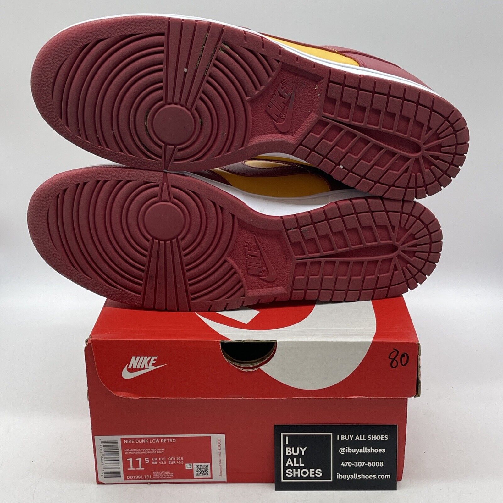 Size 11.5 - Nike Dunk Low USC Red Yellow White Leather (DD1391-701)