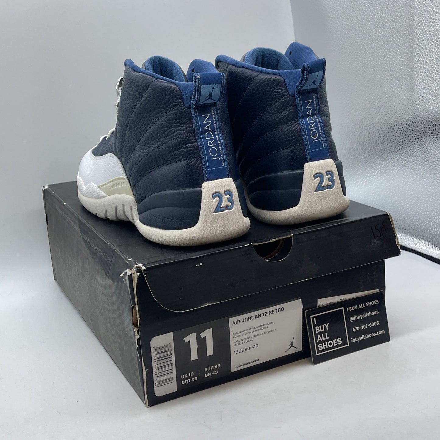 Size 11 - Air Jordan 12 Retro 2012 Obsidian Blue White Leather (130690-410)