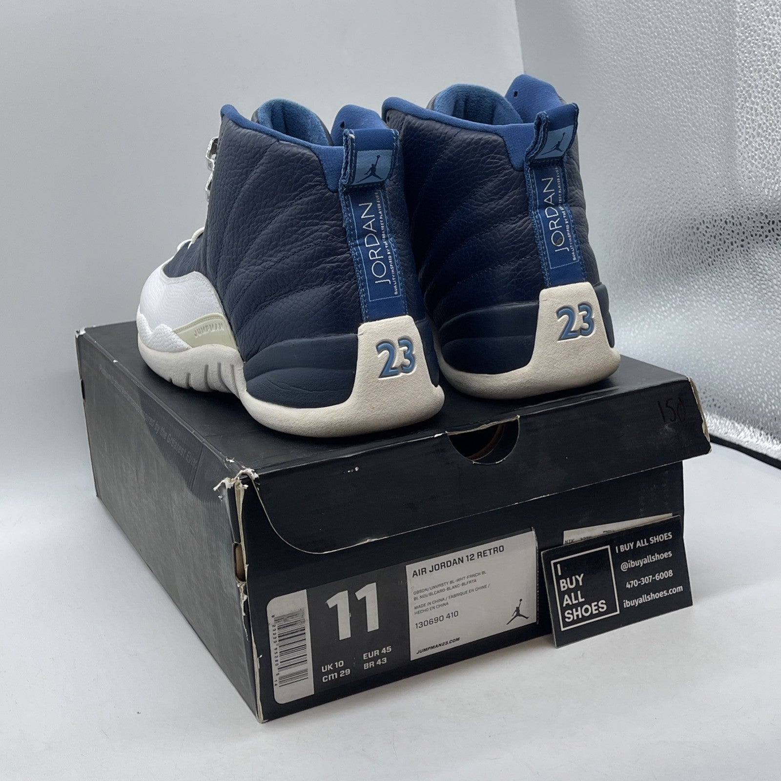Size 11 - Air Jordan 12 Retro 2012 Obsidian Blue White Leather (130690-410)