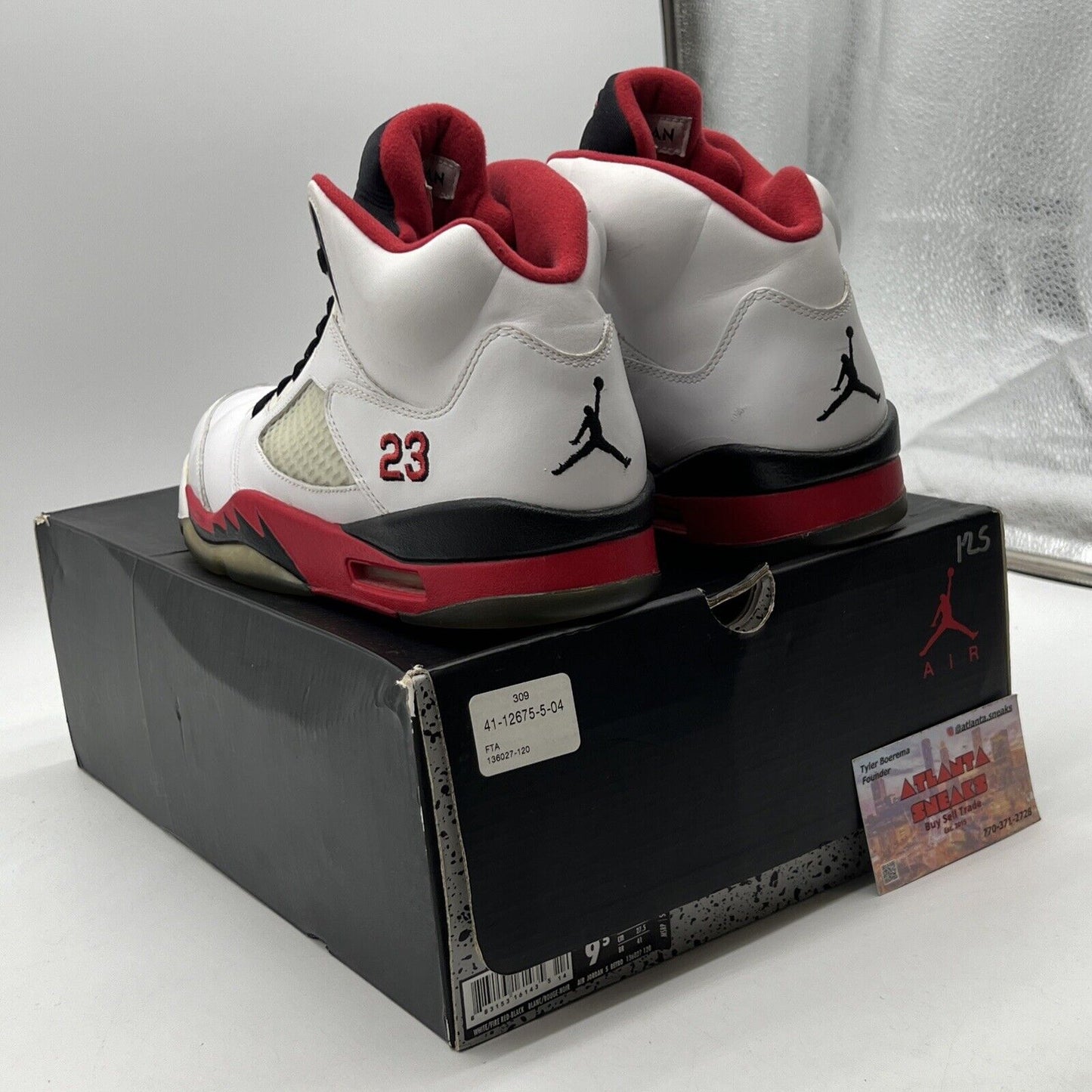 Size 9.5 - Air Jordan 5 Retro 2013 Fire Red Black White Leather (136027-120)