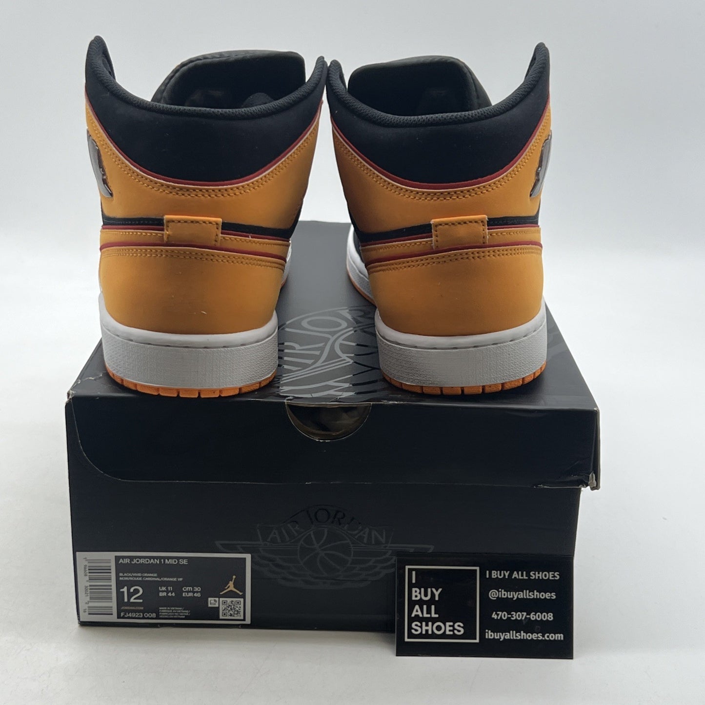 Size 12 - Air Jordan 1 Mid SE Fat Tongue Vivid Orange Black (FJ4923-008)