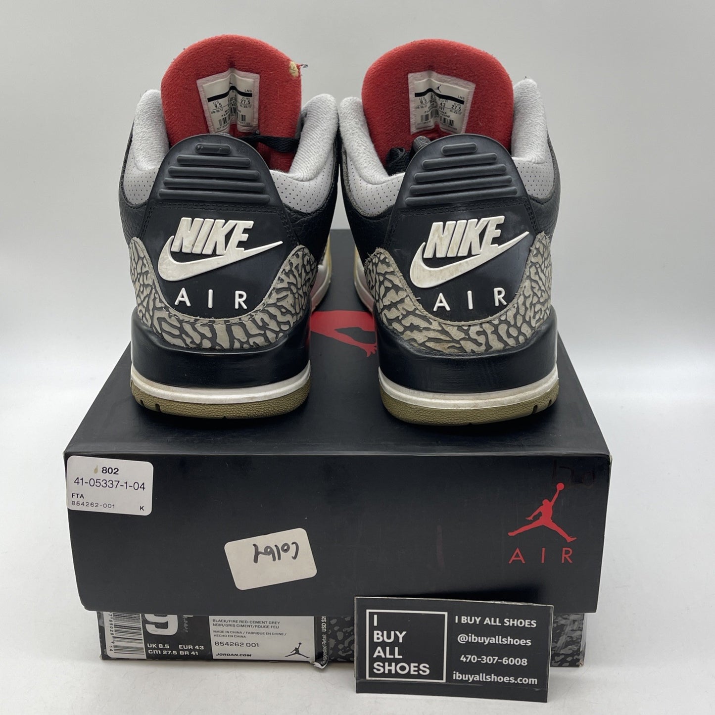 Size 9.5 - Air Jordan 3 Retro OG Mid Black Cement (854262-001)