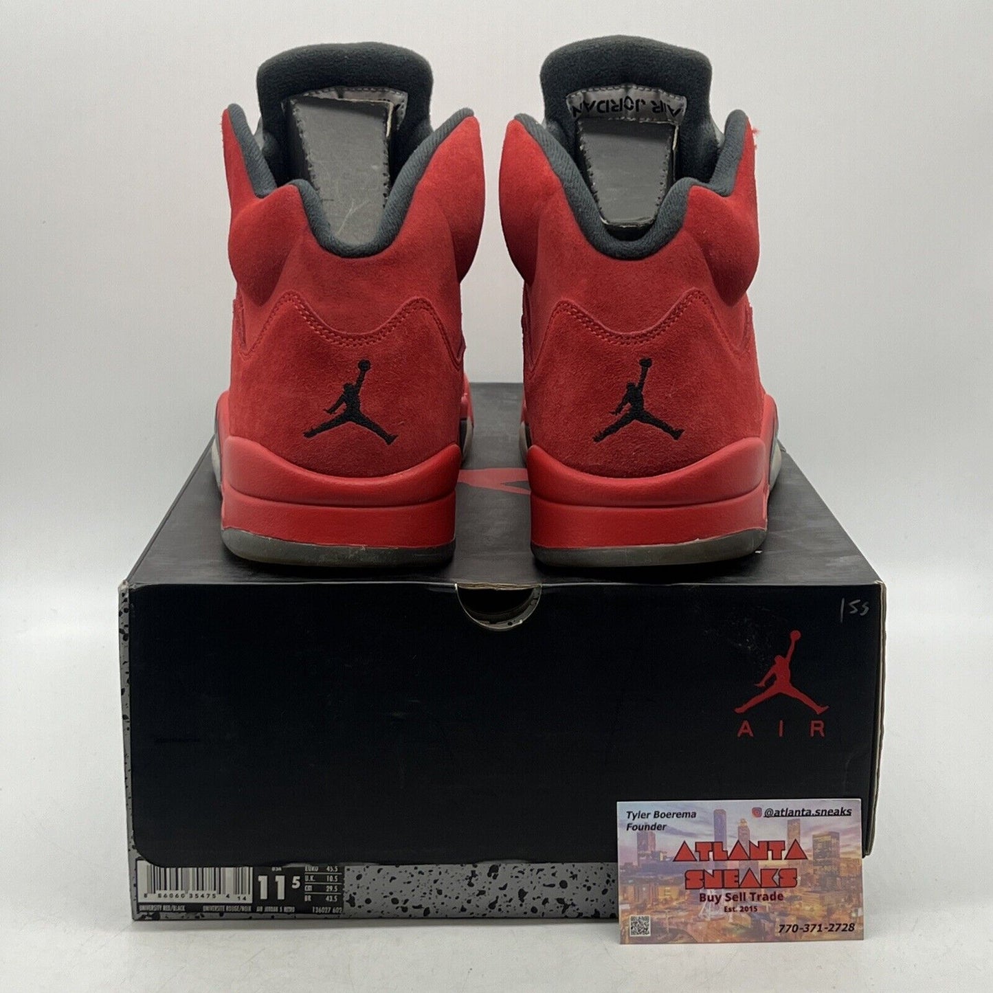 Size 11.5 - Air Jordan 5 Retro Red Suede Grey Black (136027-602)