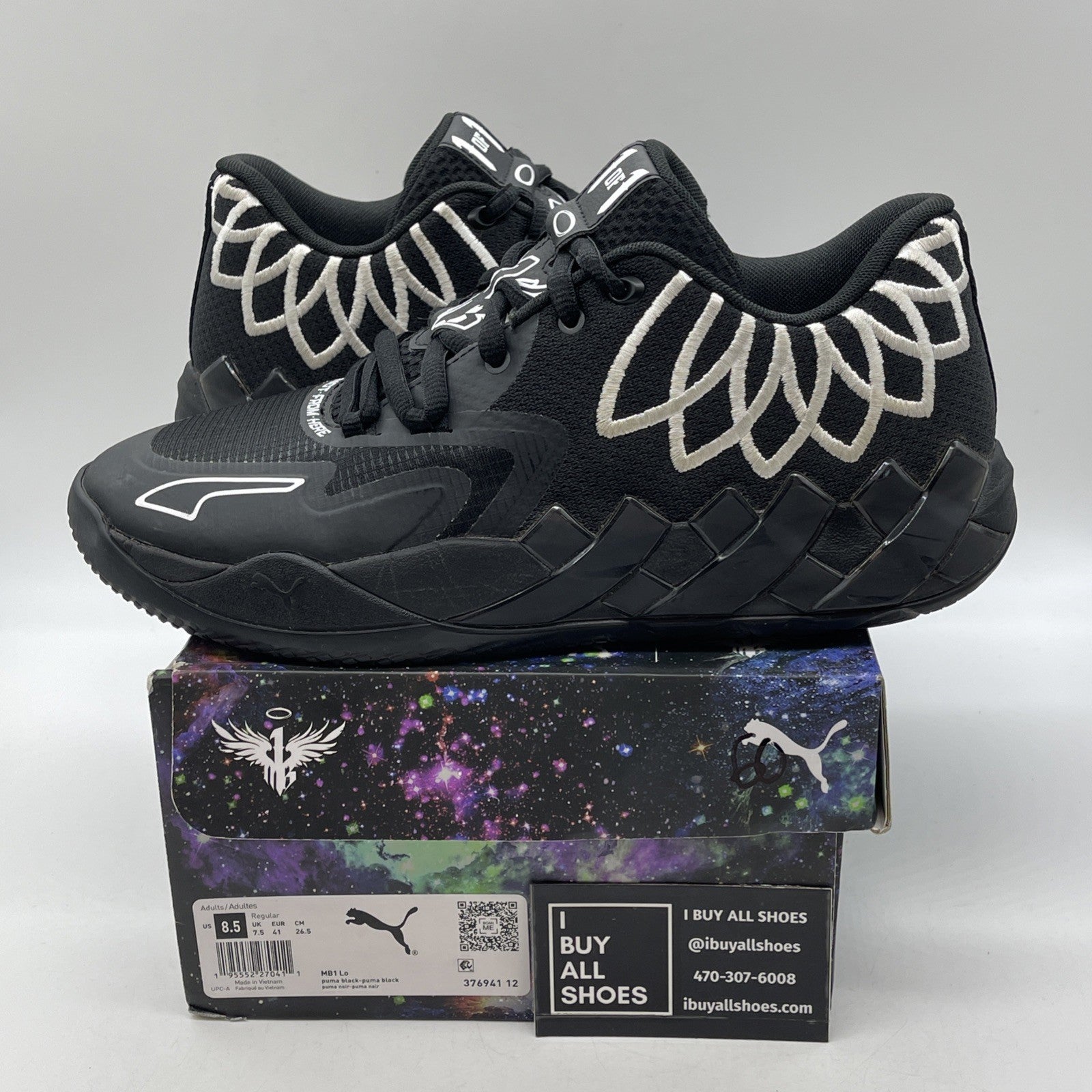 Size 8.5 - PUMA MB.01 Lo Team Colors Black Grey Suede Leather (376941-12)