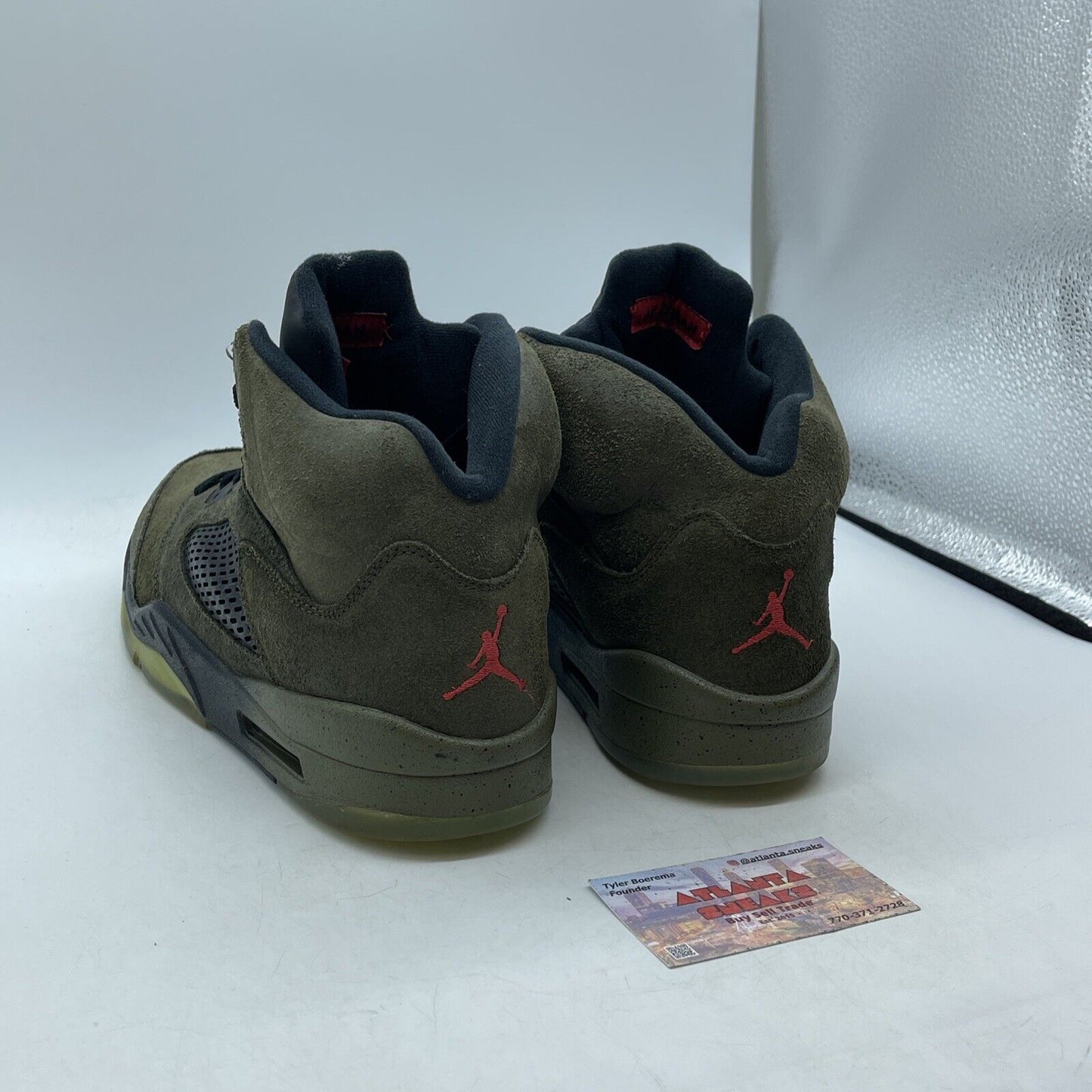 Size 11 - Air Jordan 5 Retro Fear Olive Green Red Black Suede (626971-350)