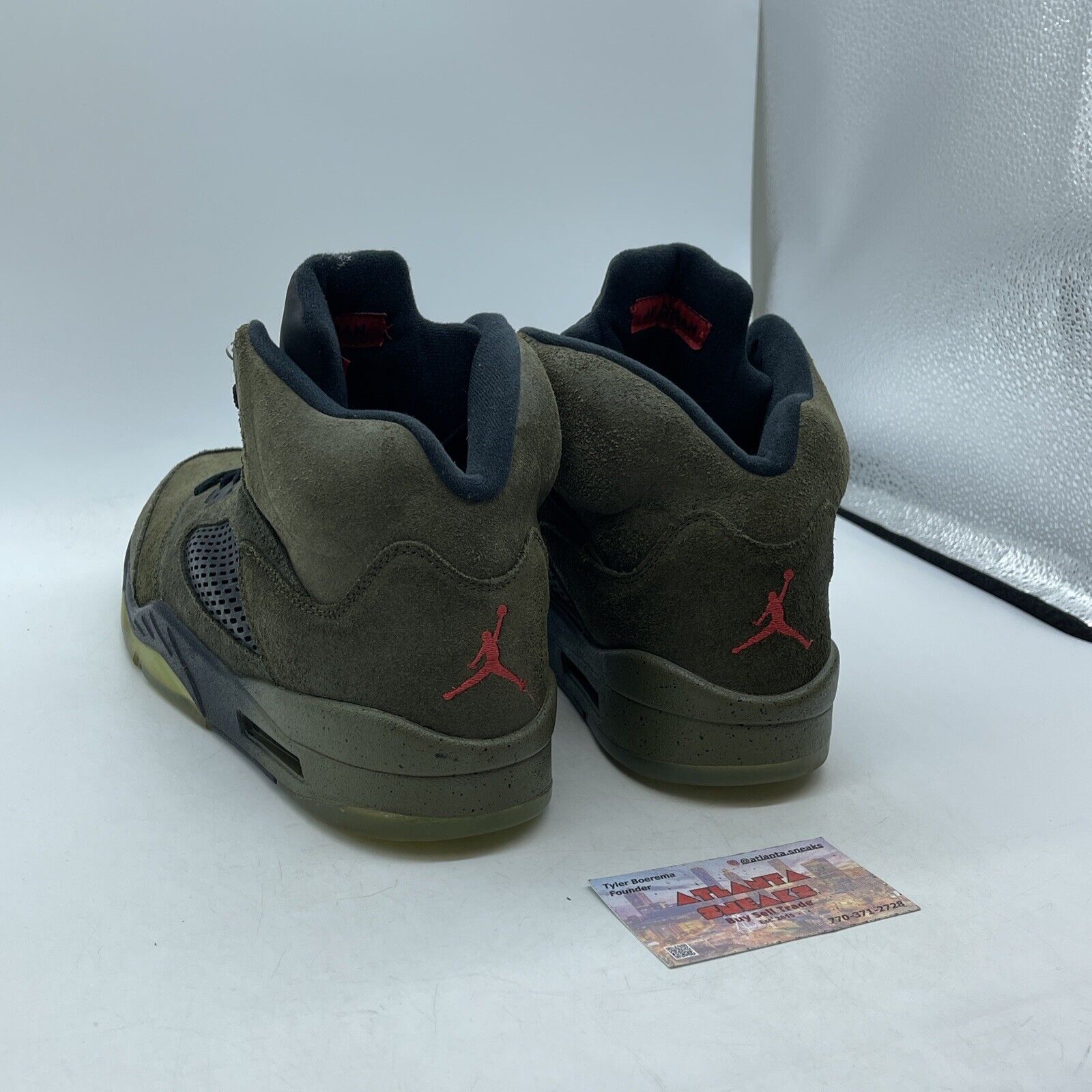 Size 11 - Air Jordan 5 Retro Fear Olive Green Red Black Suede (626971-350)