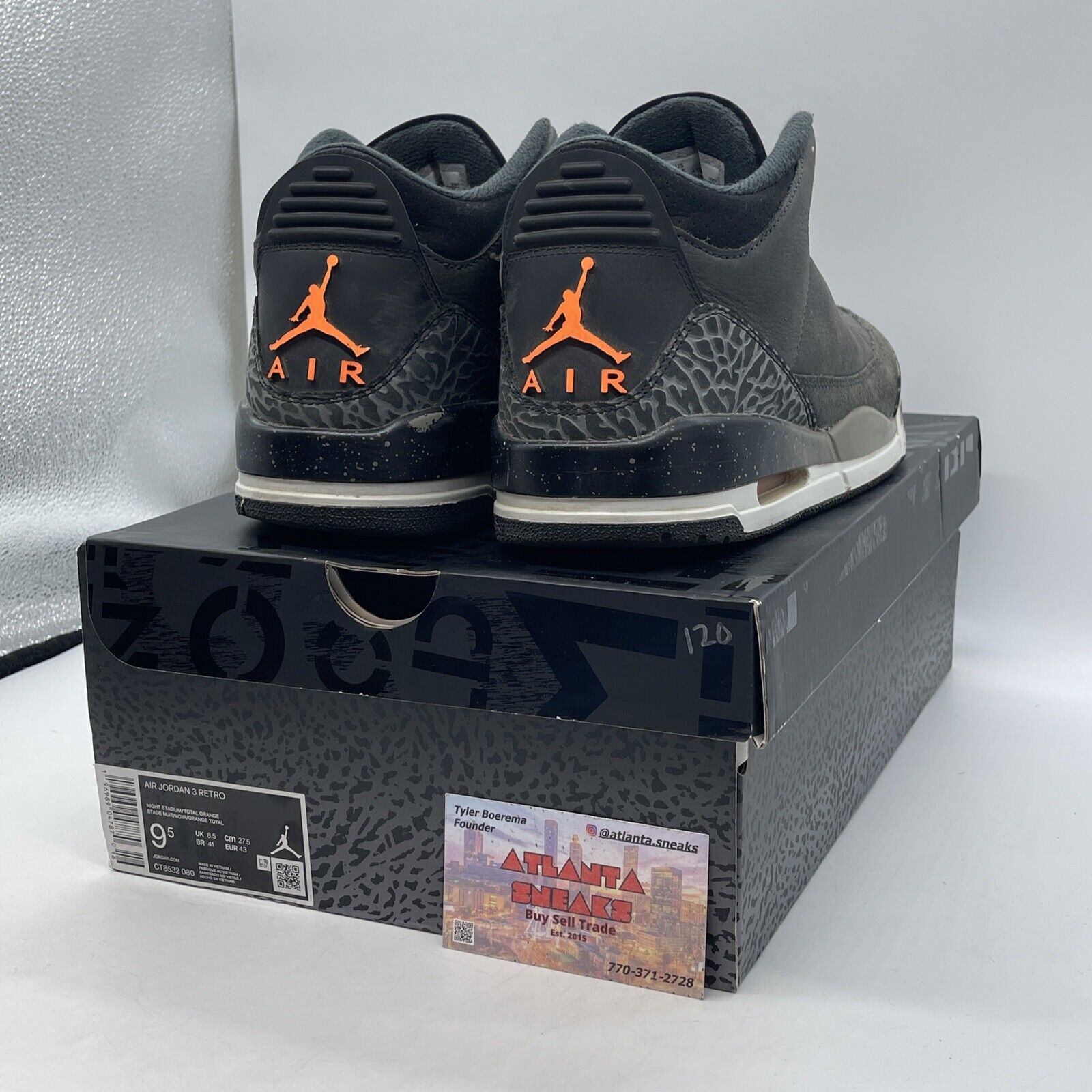 Size 9.5 - Jordan 3 Retro 2023 Mid Fear Grey Black Suede Orange (CT8532-080)