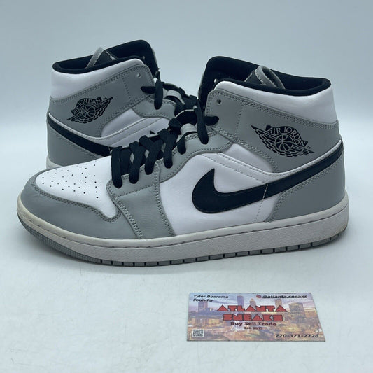 Size 9.5 - Jordan 1 Mid Gray 2020 White Black Leather (554724-092)