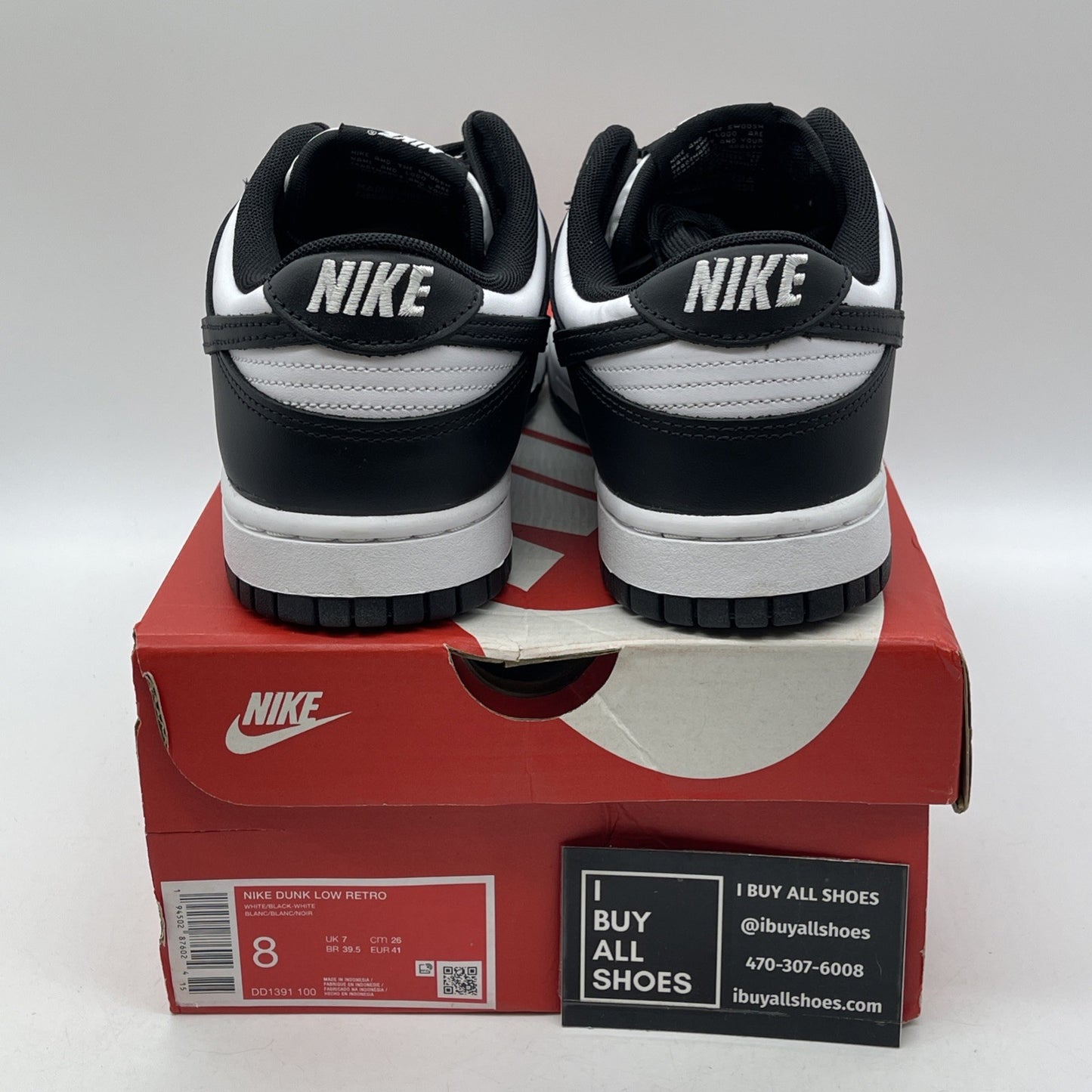 Size 8 - Nike Dunk Low Black White Leather (DD1391-100)
