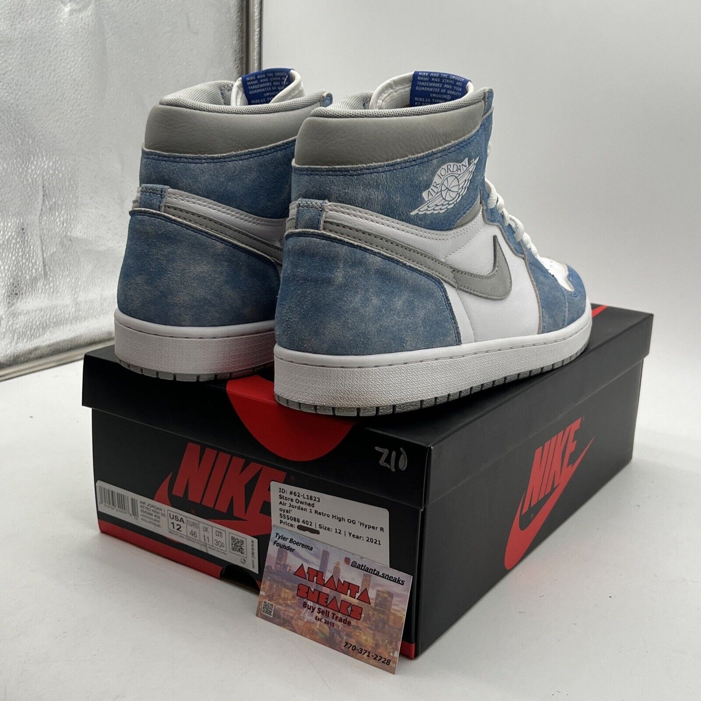 Size 12 - Jordan 1 Retro OG High Hyper Royal White Leather (555088-402)