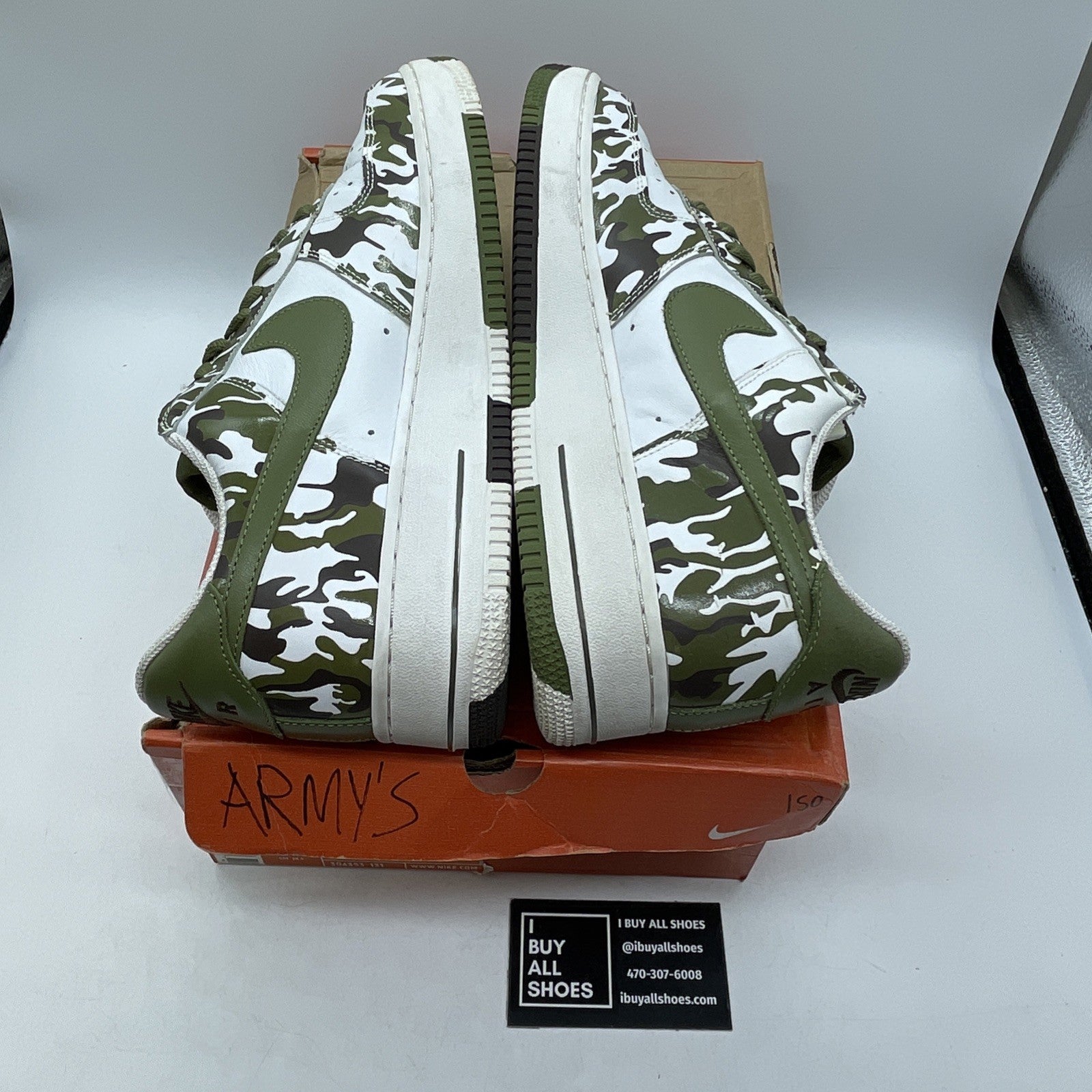 Size 10.5 - Nike Air Force 1 Camo White Green Leather (306353-131)