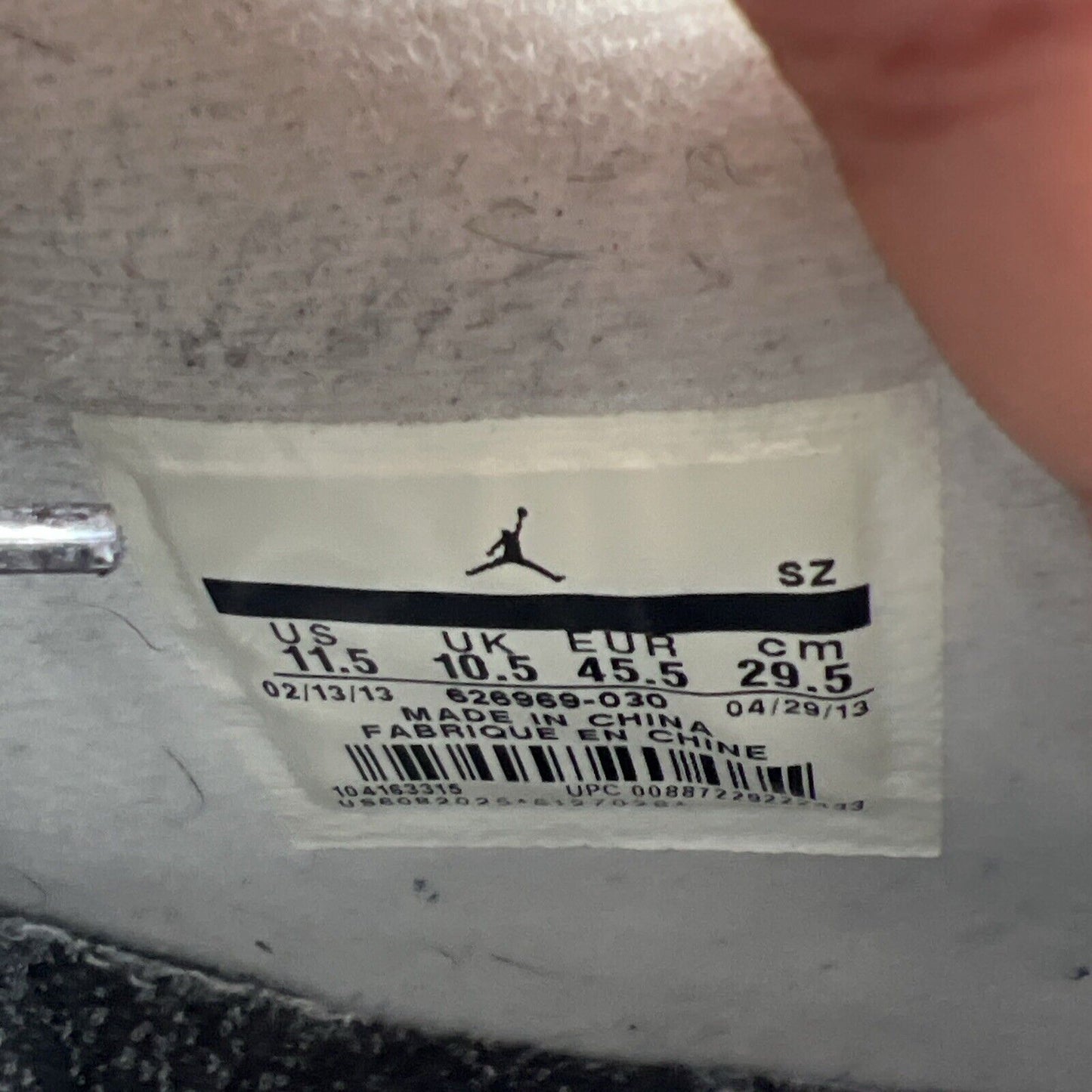 Size 11.5 - Air Jordan 4 Retro 2013 Fear White Black Suede (626969-030)