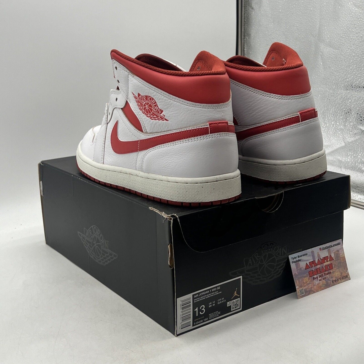 Size 13 - Nike Air Jordan 1 Mid SE White Lobster-Dune Red-Sail (FJ3458-160)