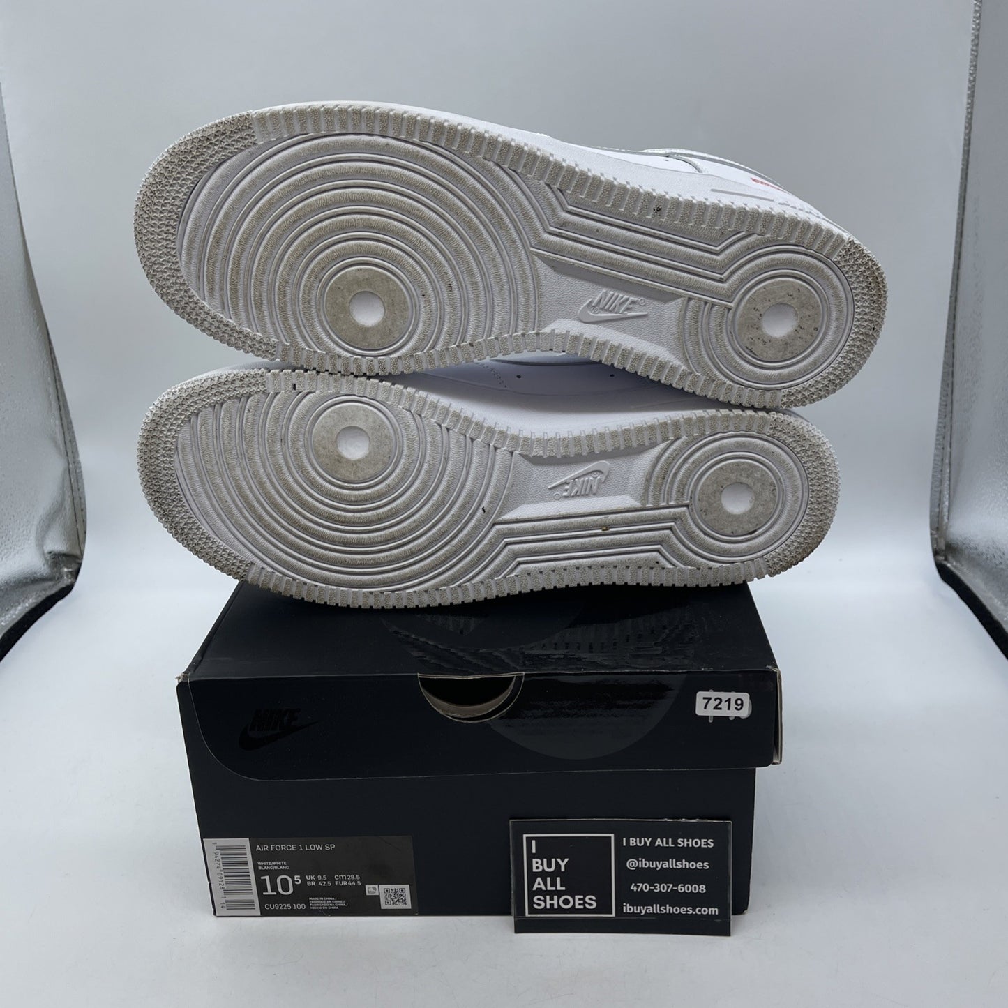 Size 10.5 - Nike Air Force 1 x Supreme Low Box Logo - White (CU9225-100)