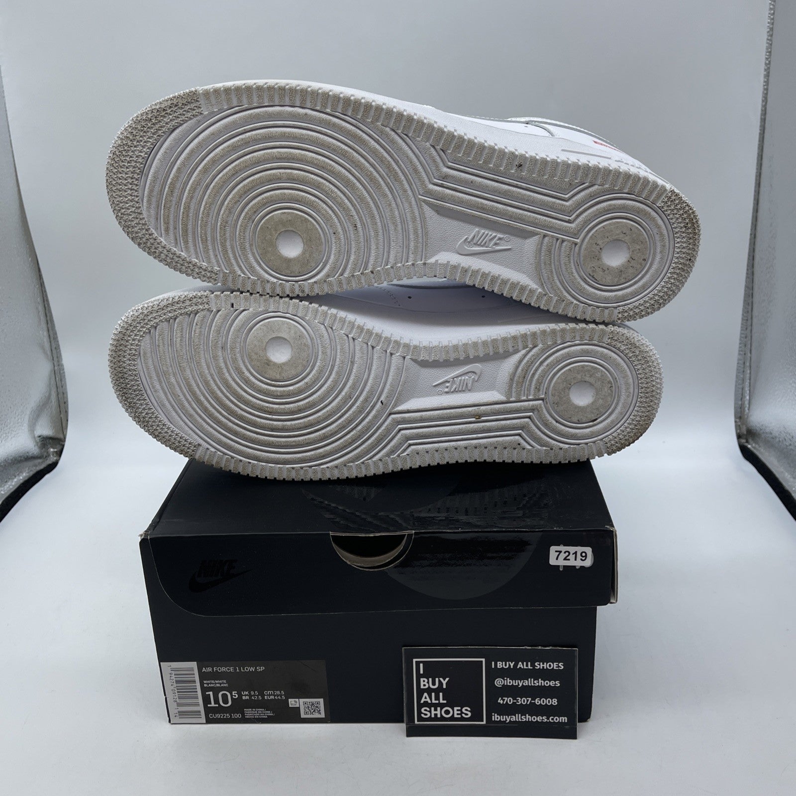 Size 10.5 - Nike Air Force 1 x Supreme Low Box Logo - White (CU9225-100)