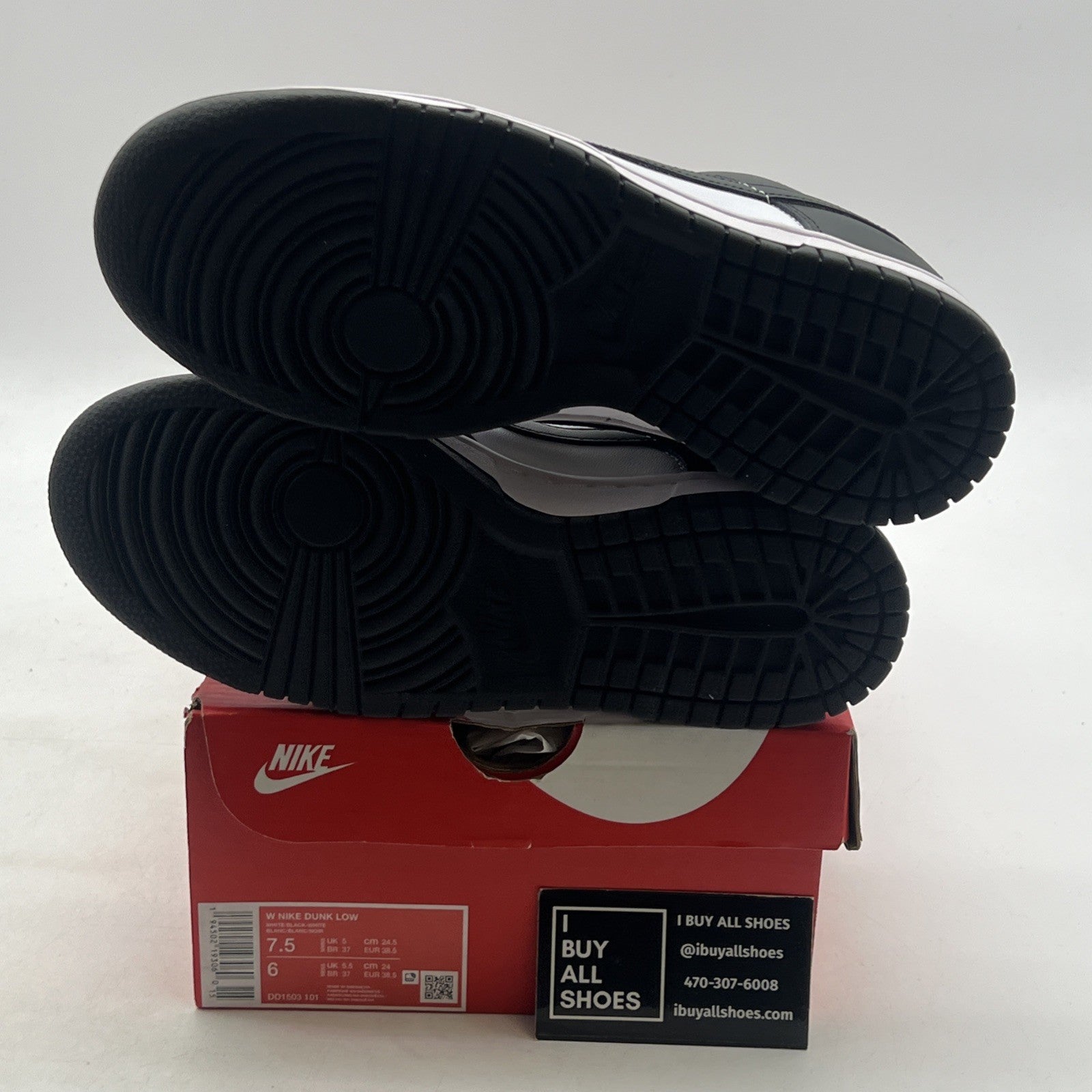 Size 7.5 - Nike Dunk Low Black White W (DD1503-101)