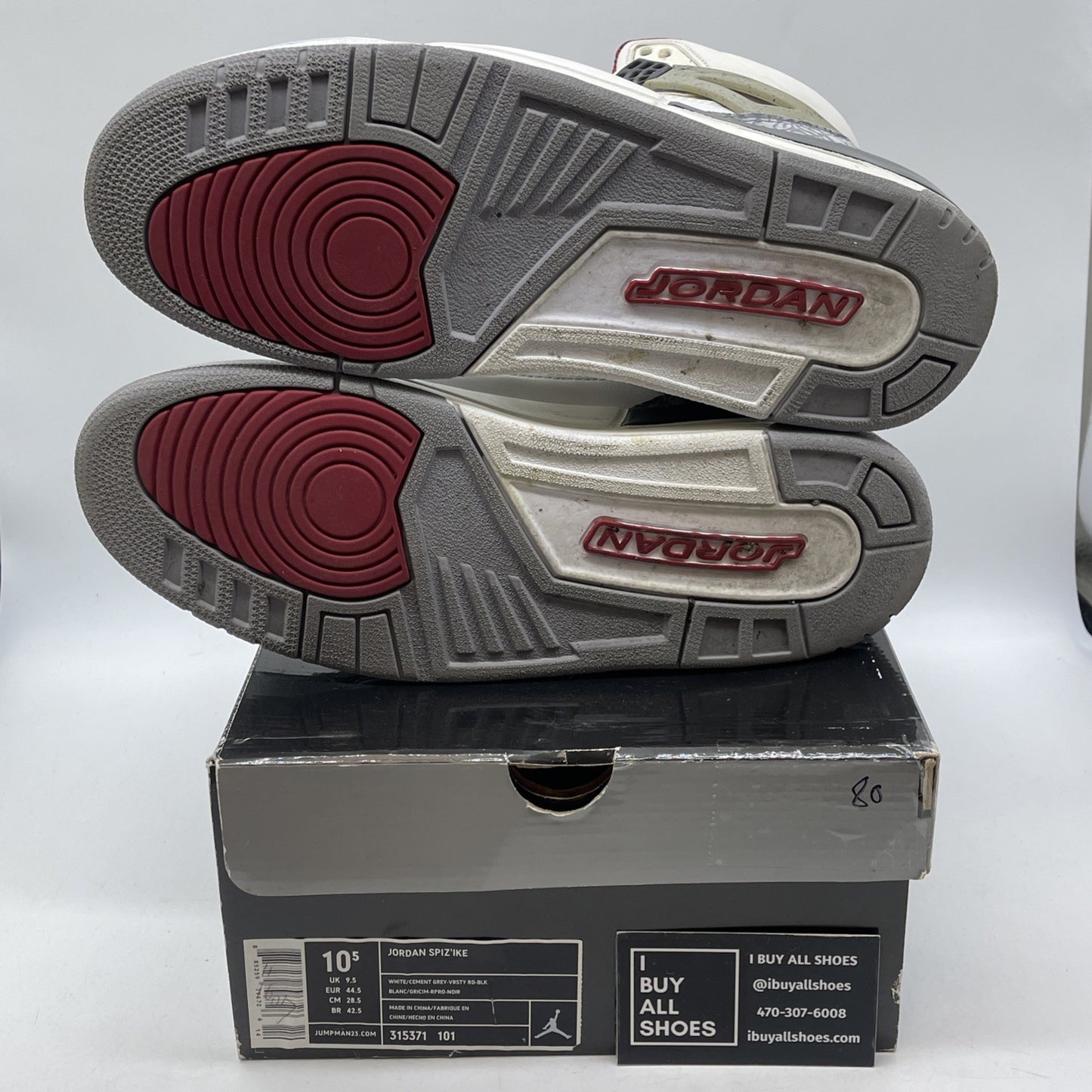 Size 10.5 - Jordan Spizike Cement Grey White Grey Suede Leather (315371-101)