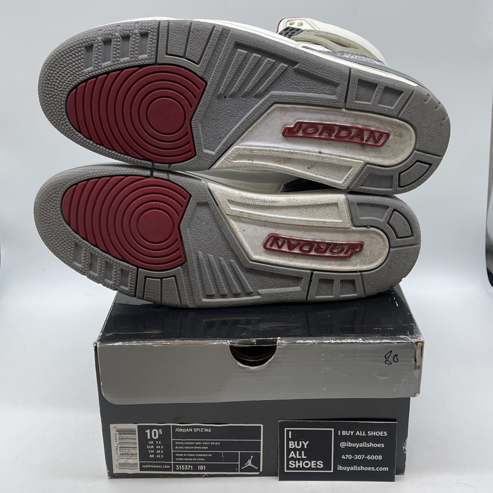 Size 10.5 - Jordan Spizike Cement Grey White Grey Suede Leather (315371-101)