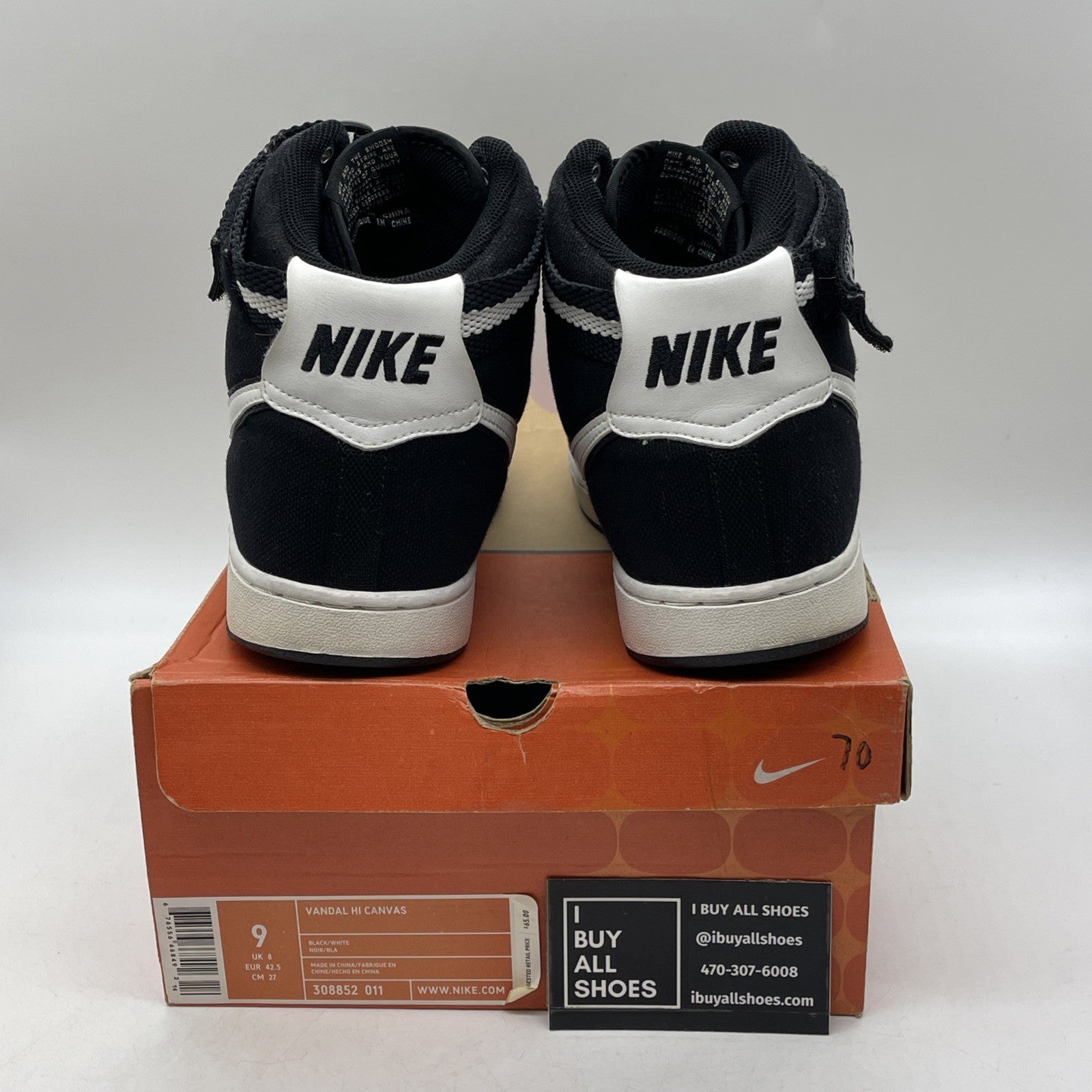 Size 9 - NIKE VANDAL CANVAS Black White Suede Leather (308852-011)