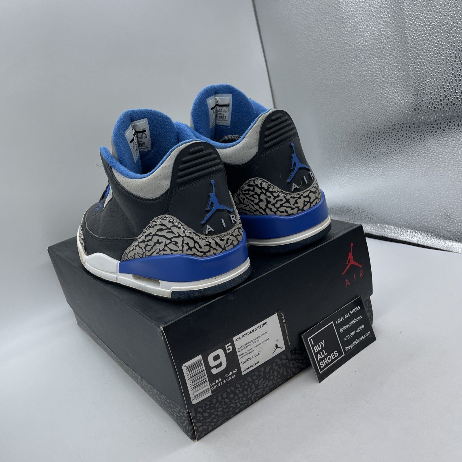 Size 9.5 - Air Jordan 3 Retro Sport Blue (136064-007)