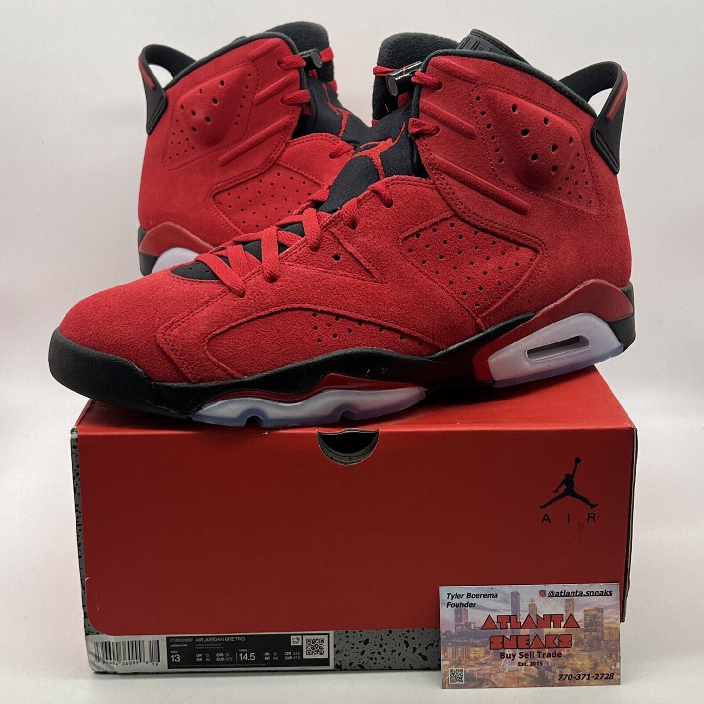 Size 13 - Air Jordan 6 Retro Toro Bravo Black Red Suede (CT8529-600)