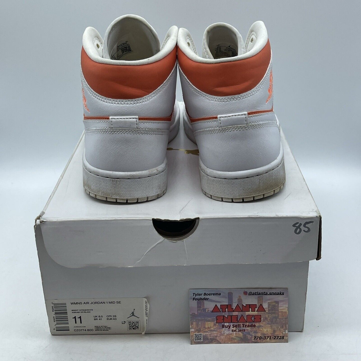 Size 10.5W- Air Jordan 1 SE Mid Bright Citrus Orange White Suede (CZ0774-800)