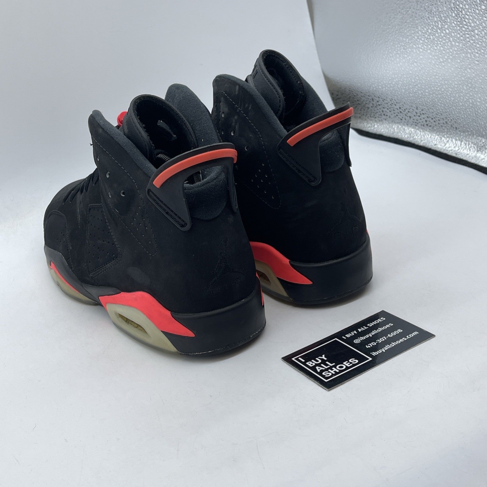 Size 9.5 - Jordan 6 Retro Infrared Black Suede (384664-023)